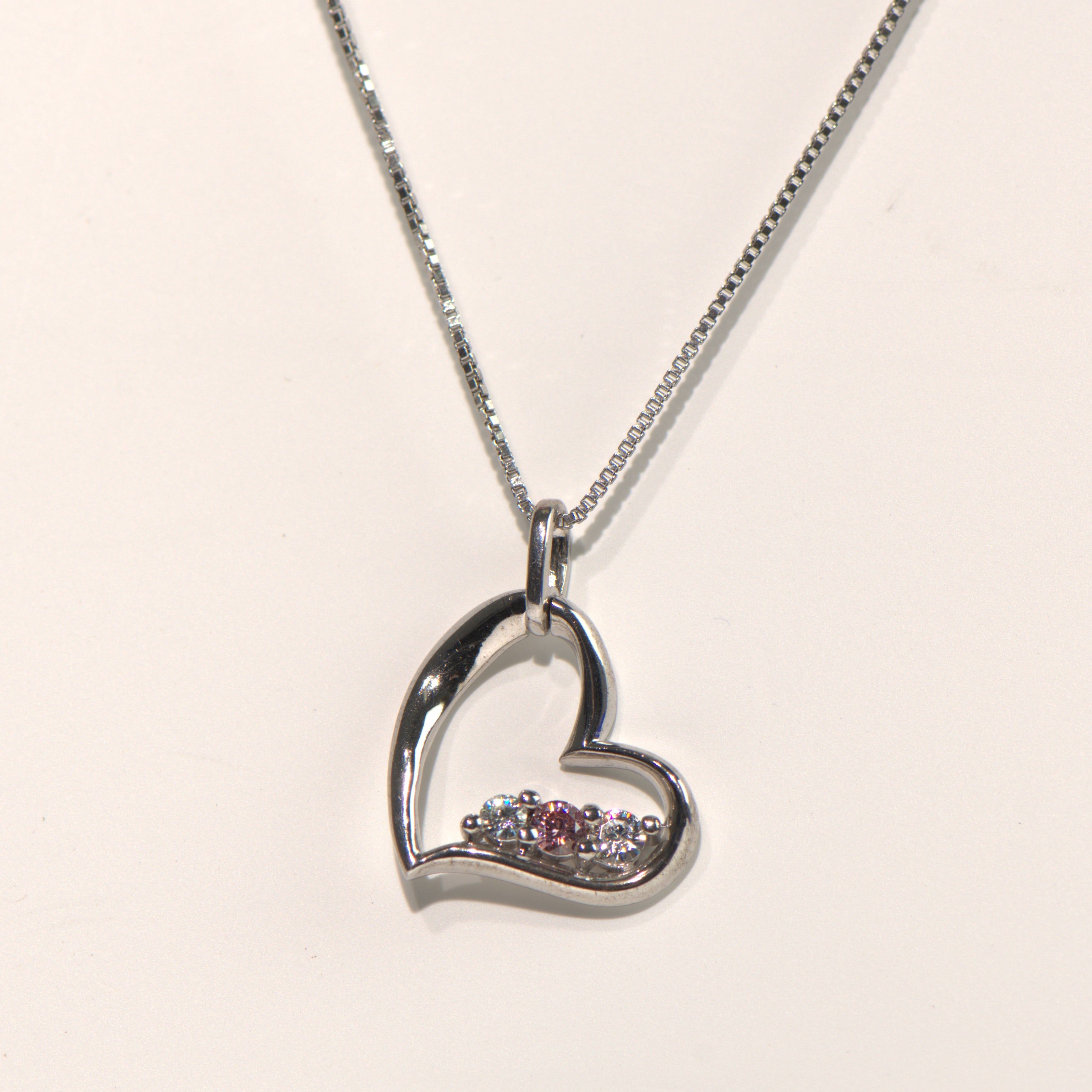 0.26 CTW DEW Pink Moissanite Heart Pendant in Sterling Silver