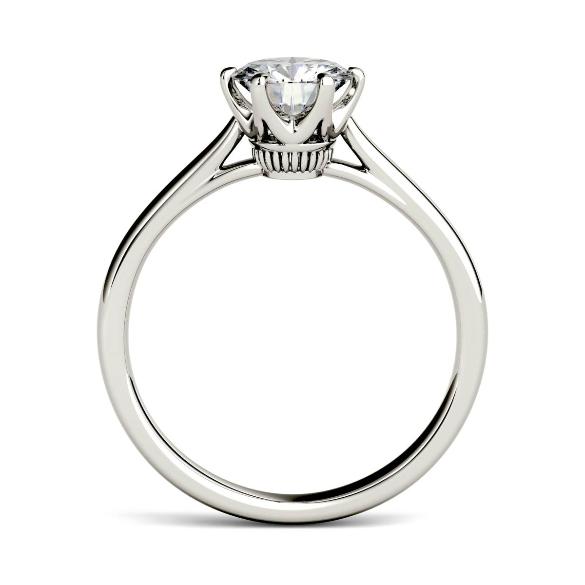 1.90 CTW DEW Round Moissanite Six Prong Solitaire Engagement Ring in 14K White Gold