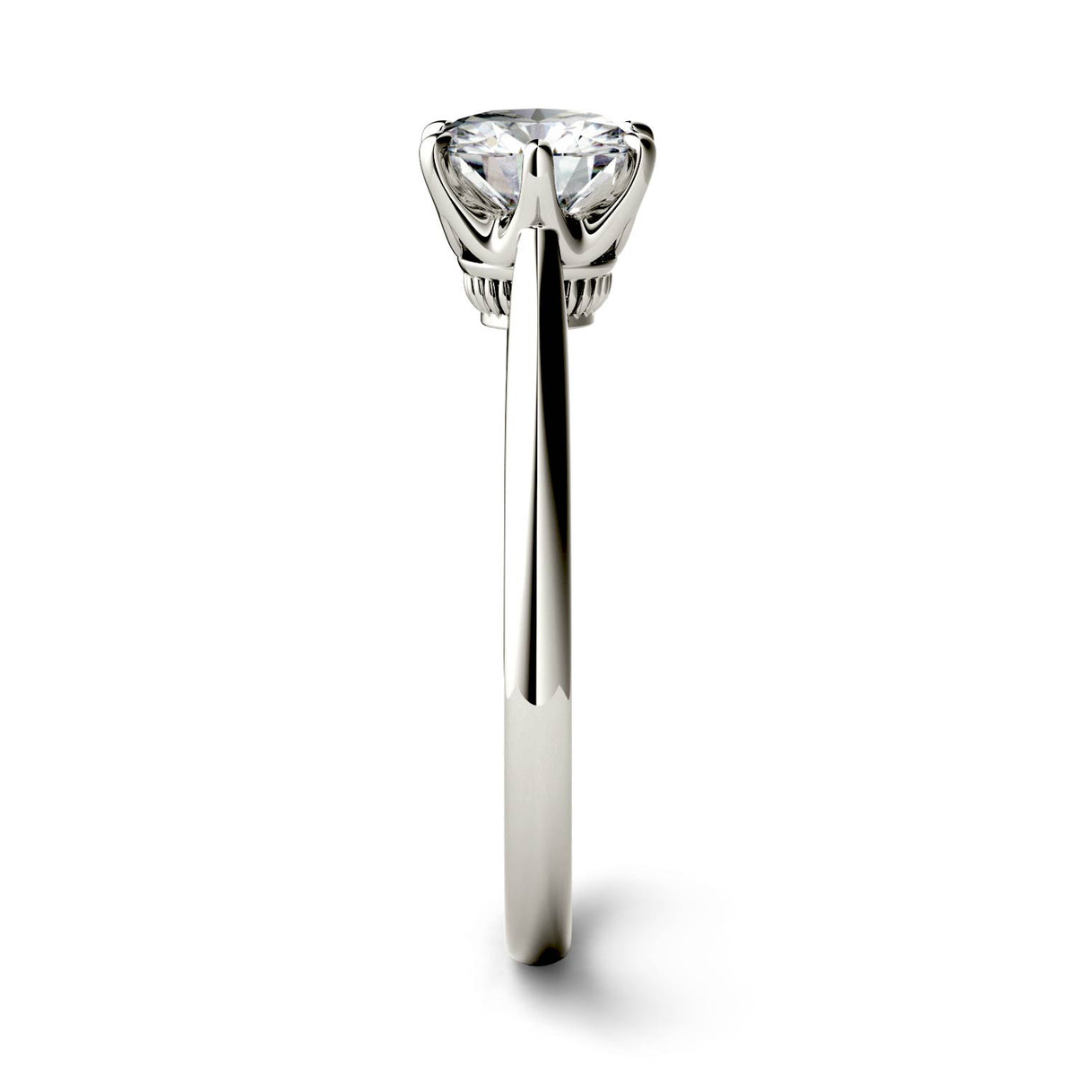 1.90 CTW DEW Round Moissanite Six Prong Solitaire Engagement Ring in 14K White Gold