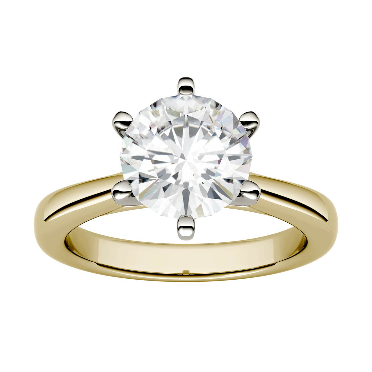1.90 CTW DEW Round Moissanite Engagement Ring in 14K Two-Toned Gold