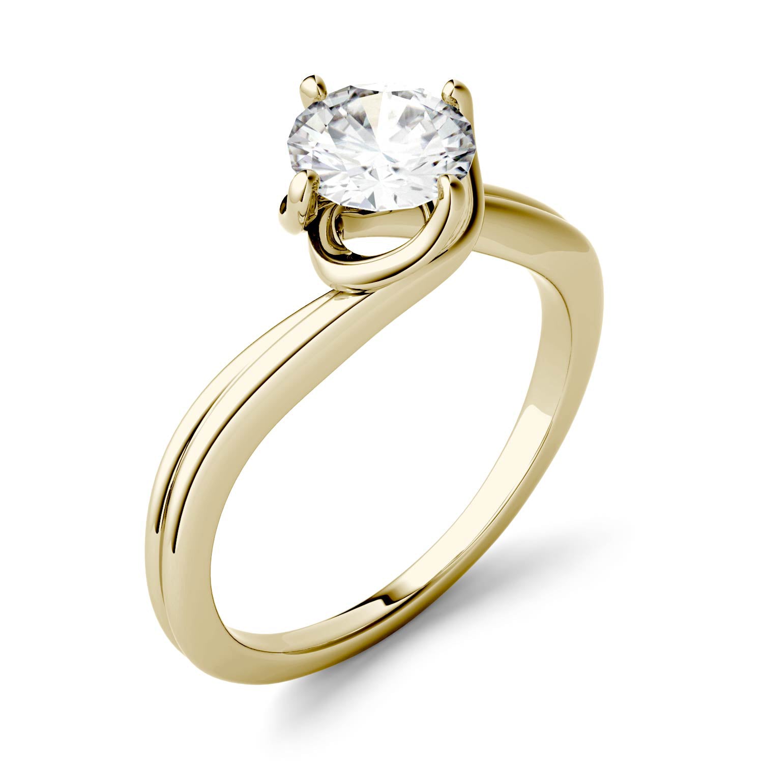 1.00 CTW DEW Round Moissanite Solitaire Engagement Ring in 14K Gold