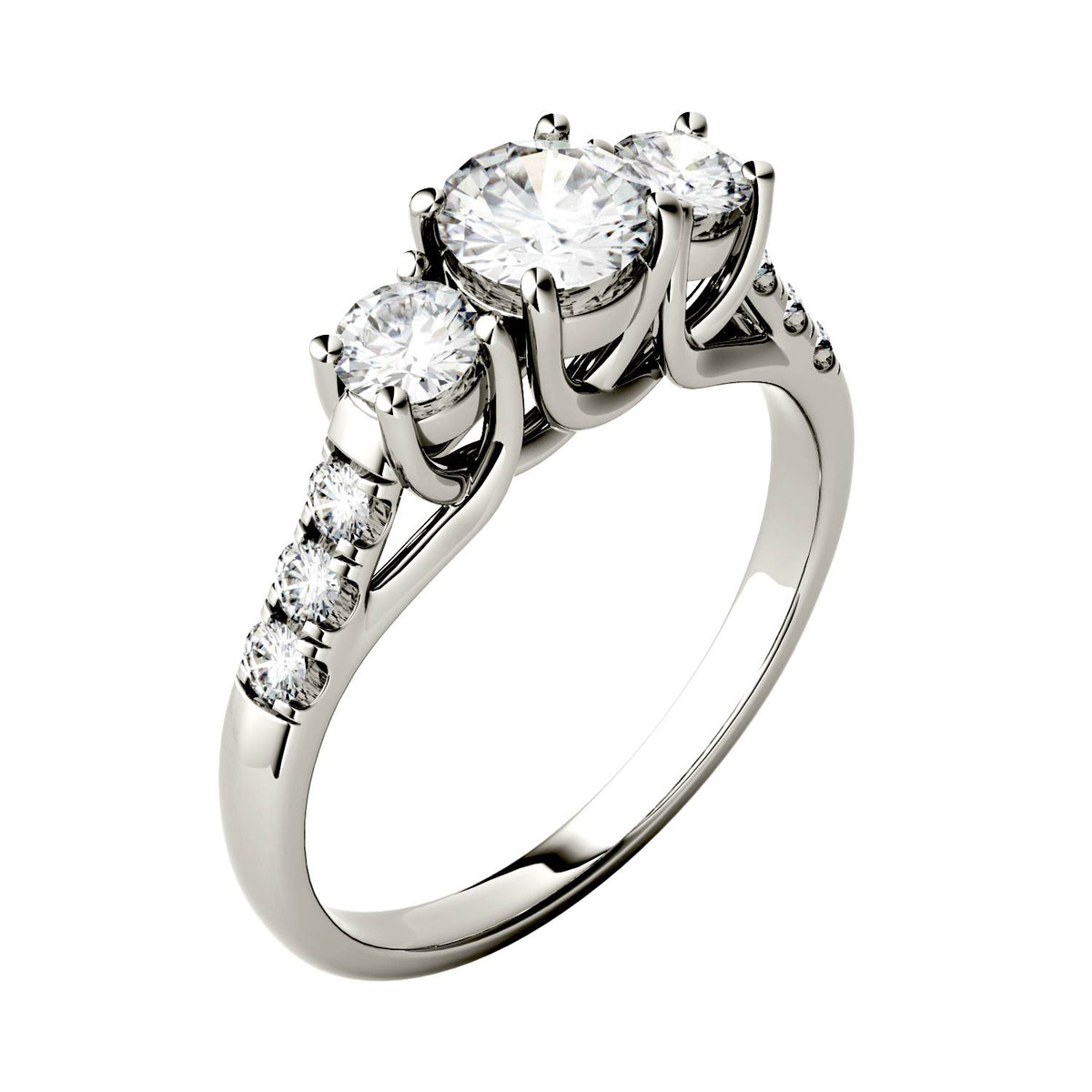 1.17 CTW DEW Round Moissanite Engagement Ring in 14K White Gold