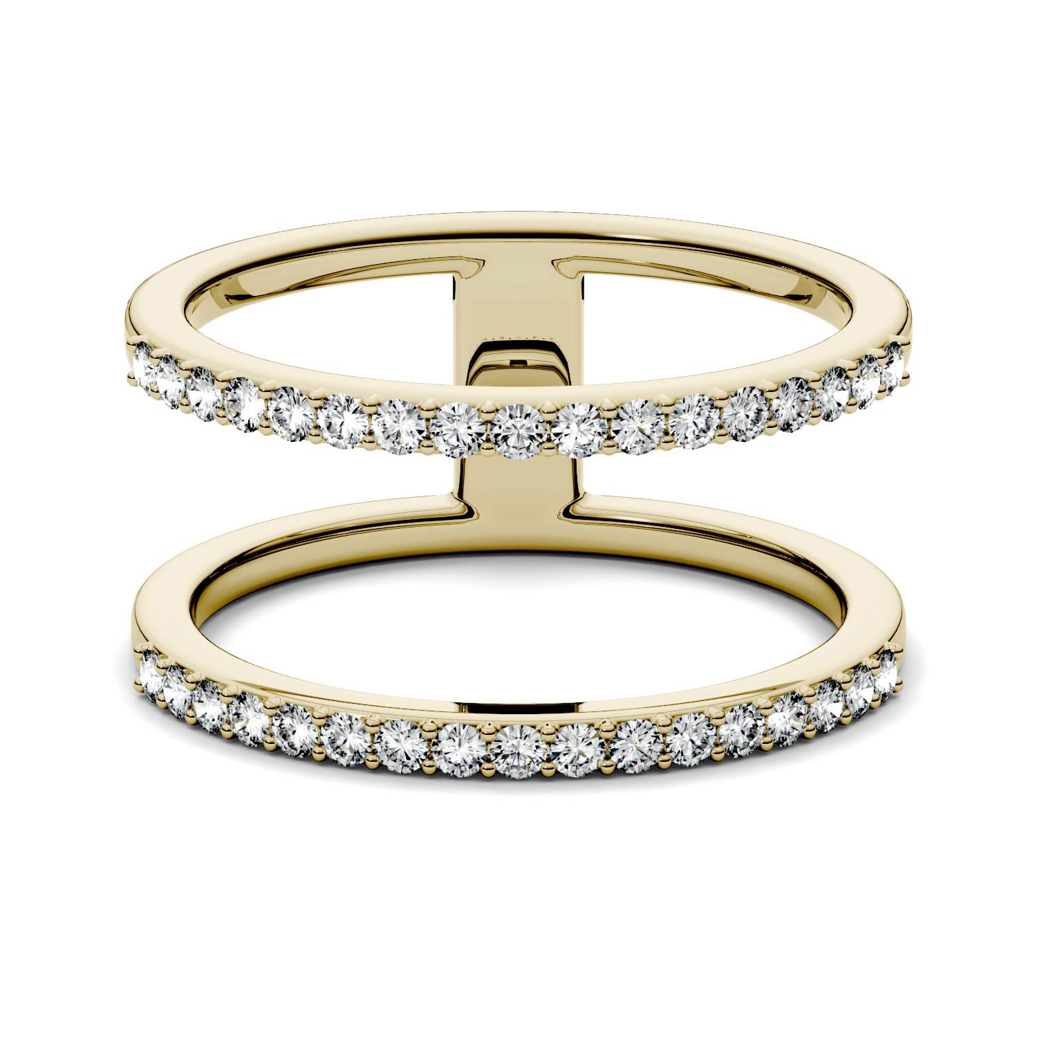 0.34 CTW DEW Moissanite Double Row Fashion Ring in 14K Yellow Gold