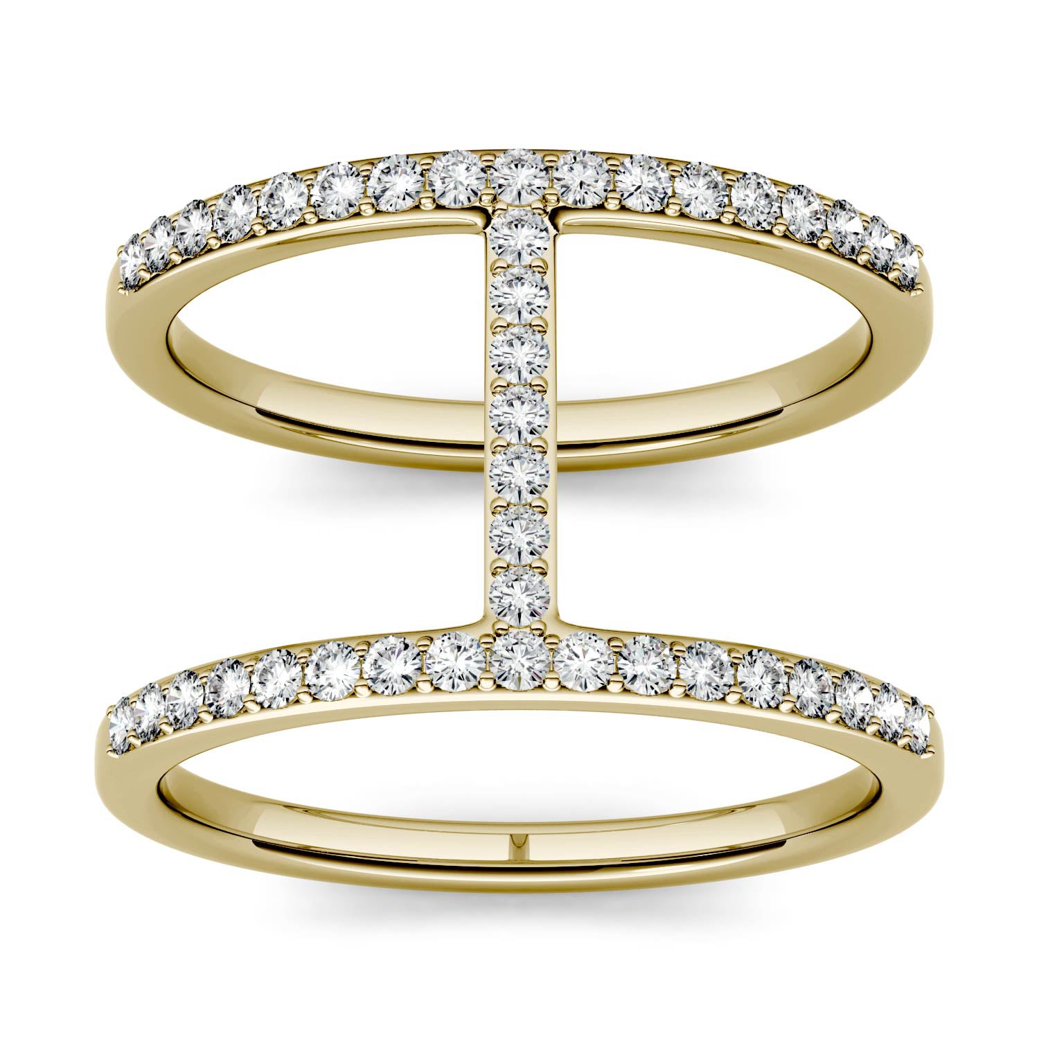 0.41 CTW DEW Moissanite Geometric Fashion Ring in 14K Yellow Gold