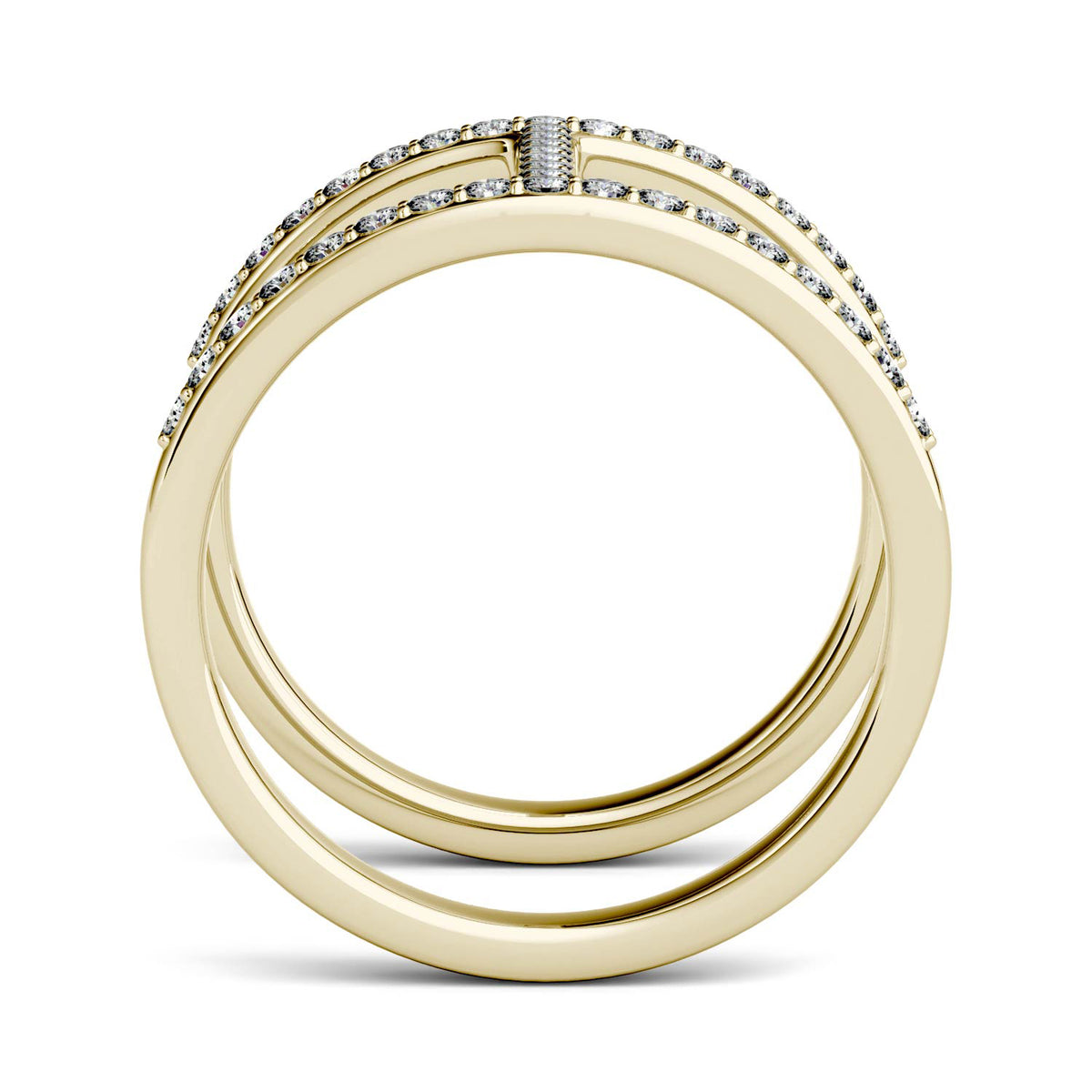 0.41 CTW DEW Moissanite Geometric Fashion Ring in 14K Yellow Gold