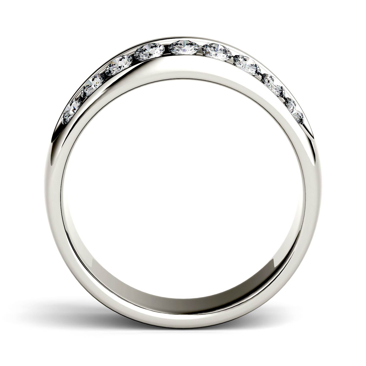 0.72 CTW DEW Round Moissanite Double Row Anniversary Band in 14K White Gold