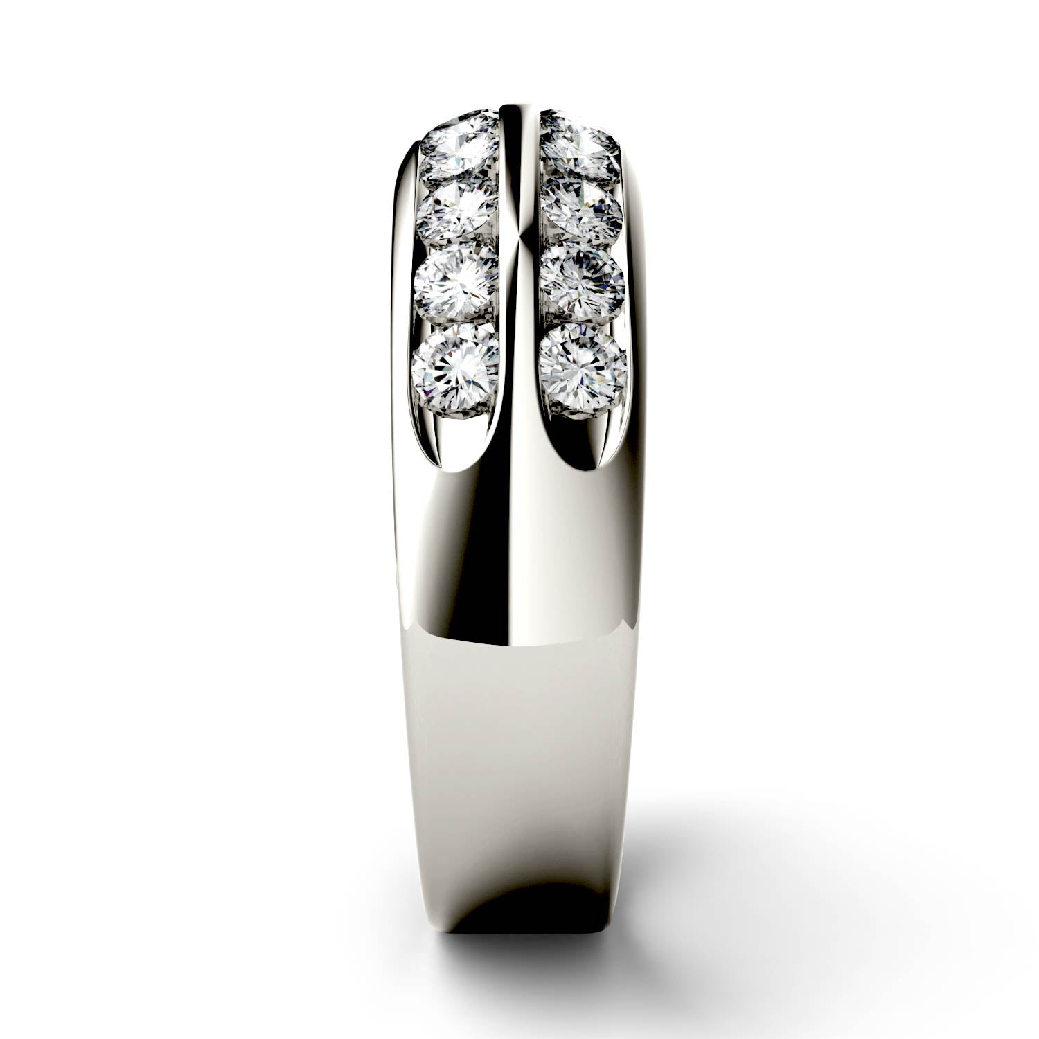 0.72 CTW DEW Round Moissanite Double Row Anniversary Band in 14K White Gold