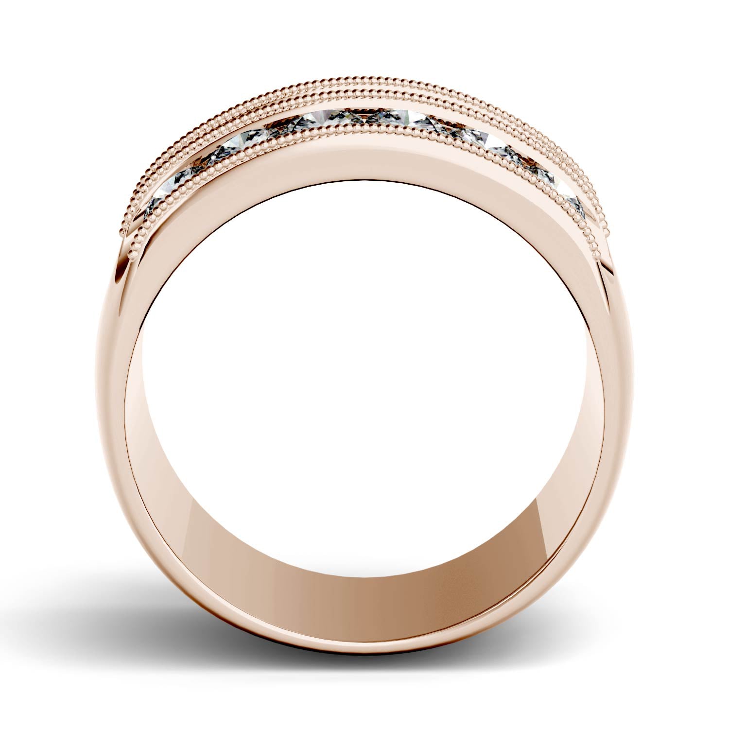 2.88 CTW DEW Round Moissanite Three Row Statement Ring in 14K Rose Gold