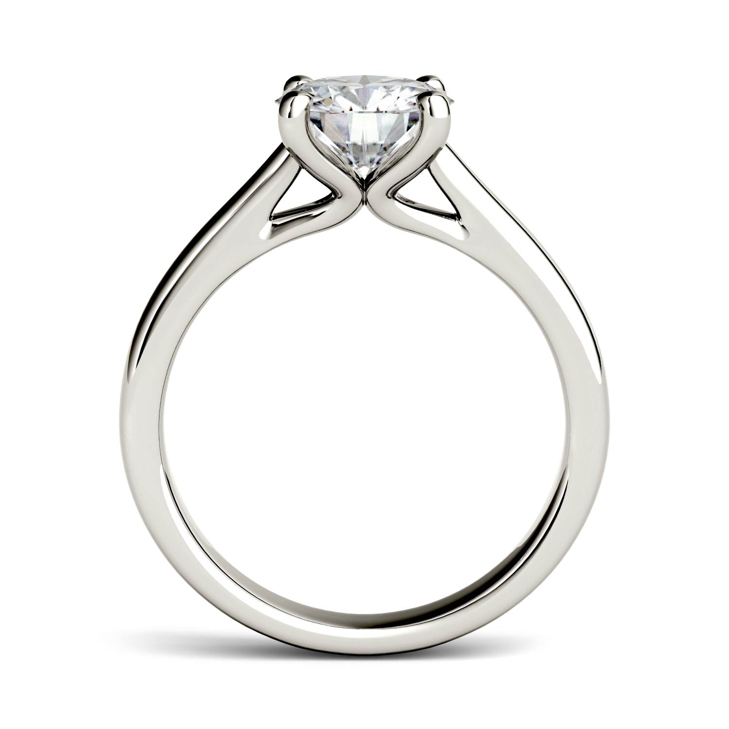 1.00 CTW DEW Round Moissanite Four Prong Solitaire Engagement Ring in 14K White Gold