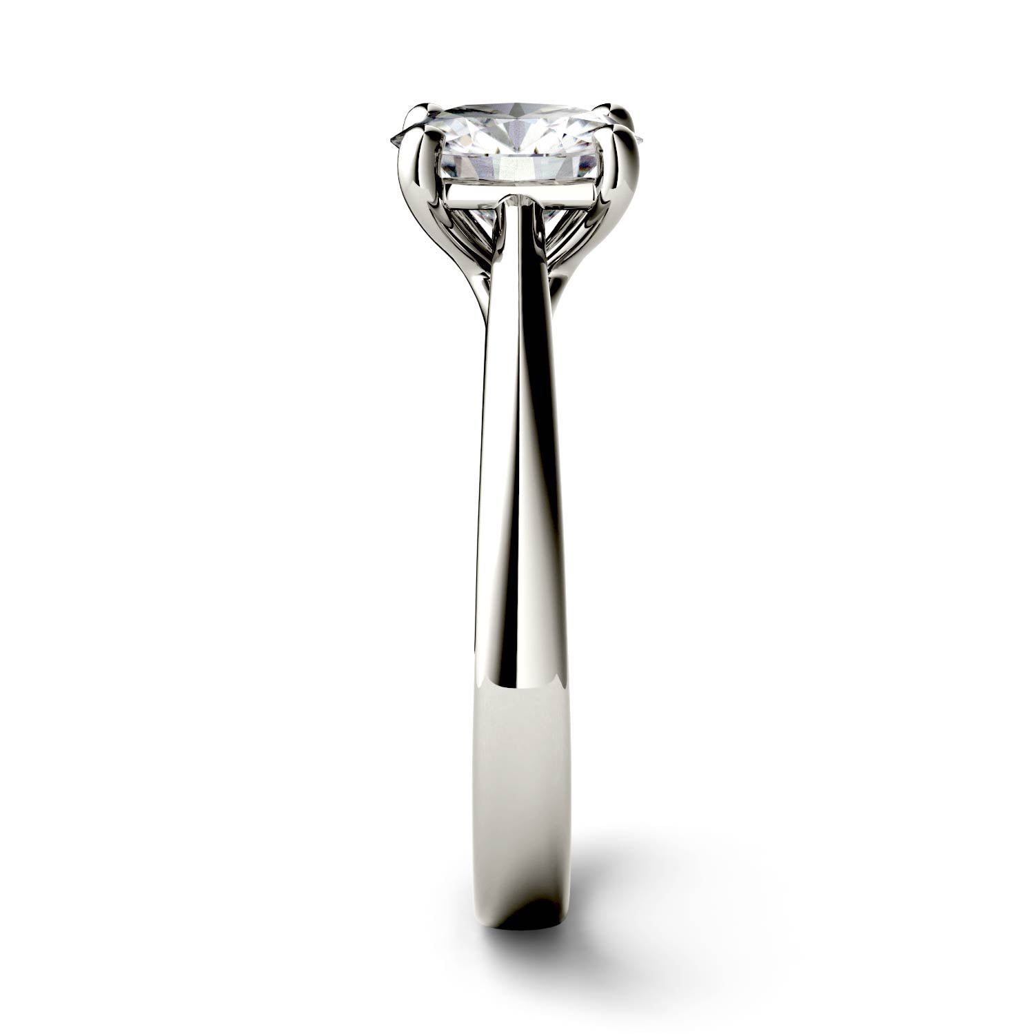 1.00 CTW DEW Round Moissanite Four Prong Solitaire Engagement Ring in 14K White Gold