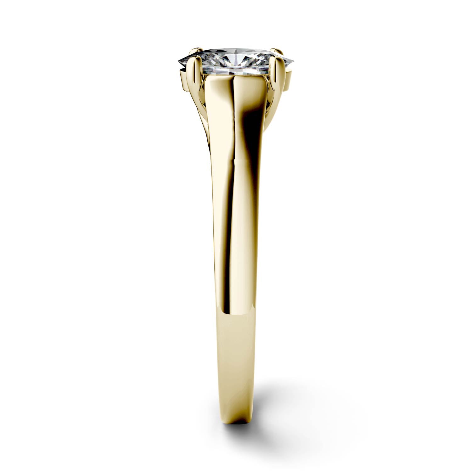 1.50 CTW DEW Oval Moissanite Trellis Solitaire Engagement Ring in 14K Yellow Gold