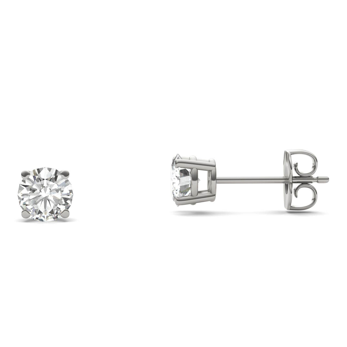 1.00 CTW DEW Round Near-Colorless Moissanite Classic Stud Earrings in Sterling Silver