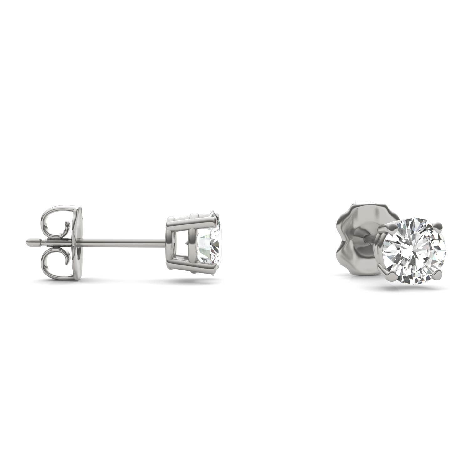 1.00 CTW DEW Round Moissanite Solitaire Stud Earrings in Sterling Silver