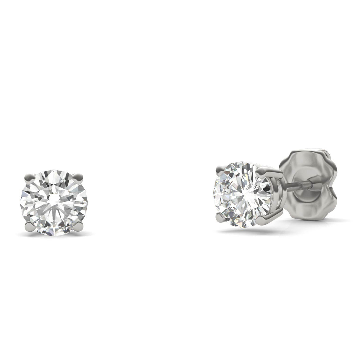 1.00 CTW DEW Round Near-Colorless Moissanite Classic Stud Earrings in Sterling Silver