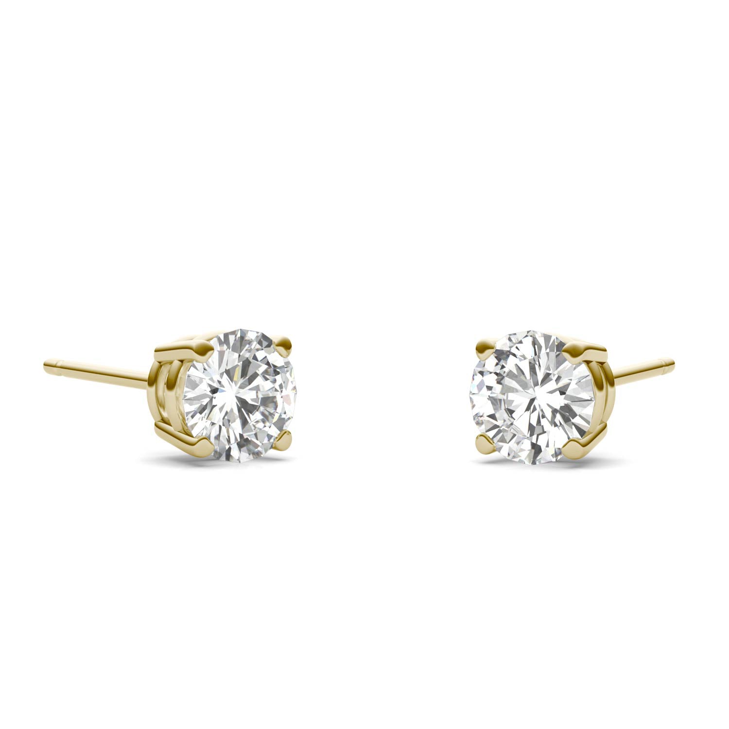 1 CTW DEW Round Moissanite Basket Studs in 14K Yellow Gold