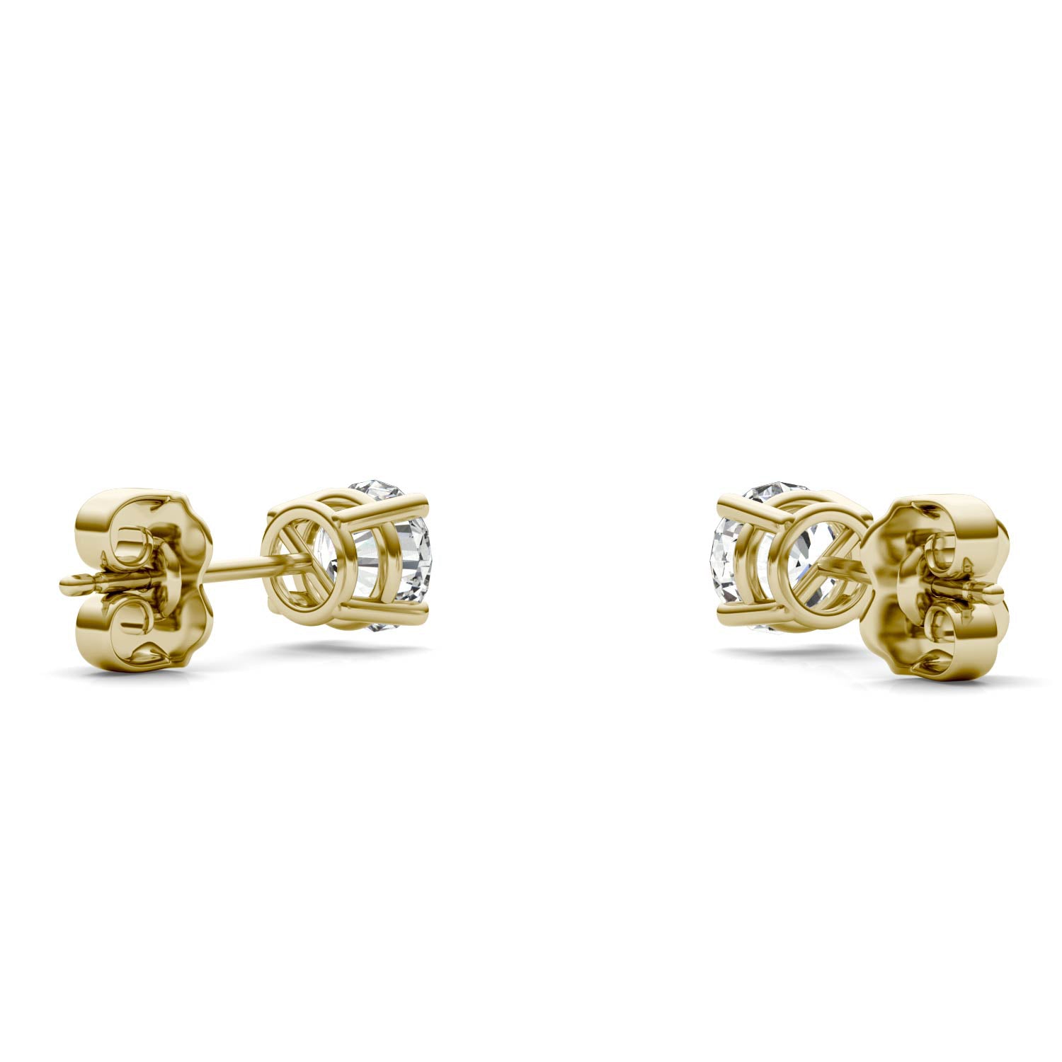 1 CTW DEW Round Moissanite Basket Studs in 14K Yellow Gold