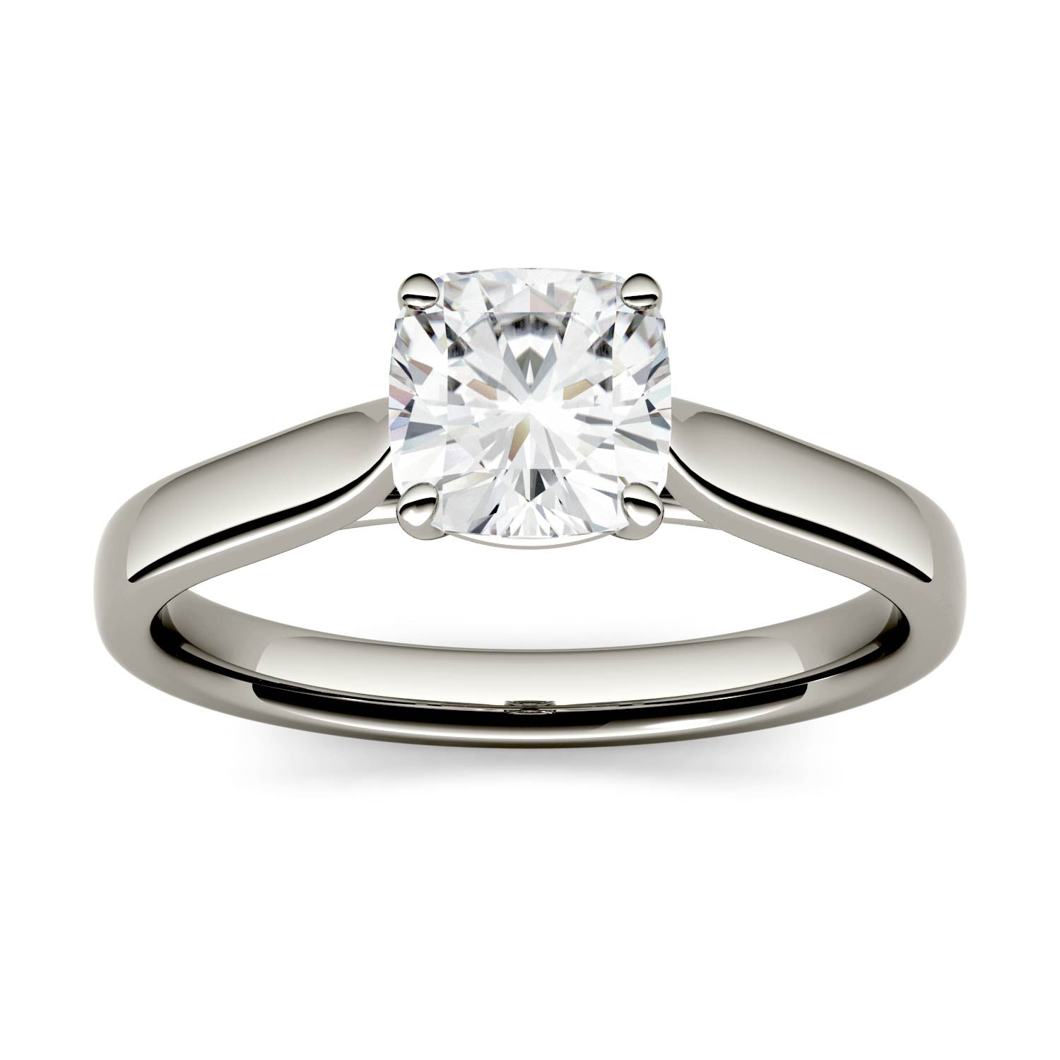 1.10 CTW DEW Cushion Moissanite Solitaire Engagement Ring in 14K White Gold