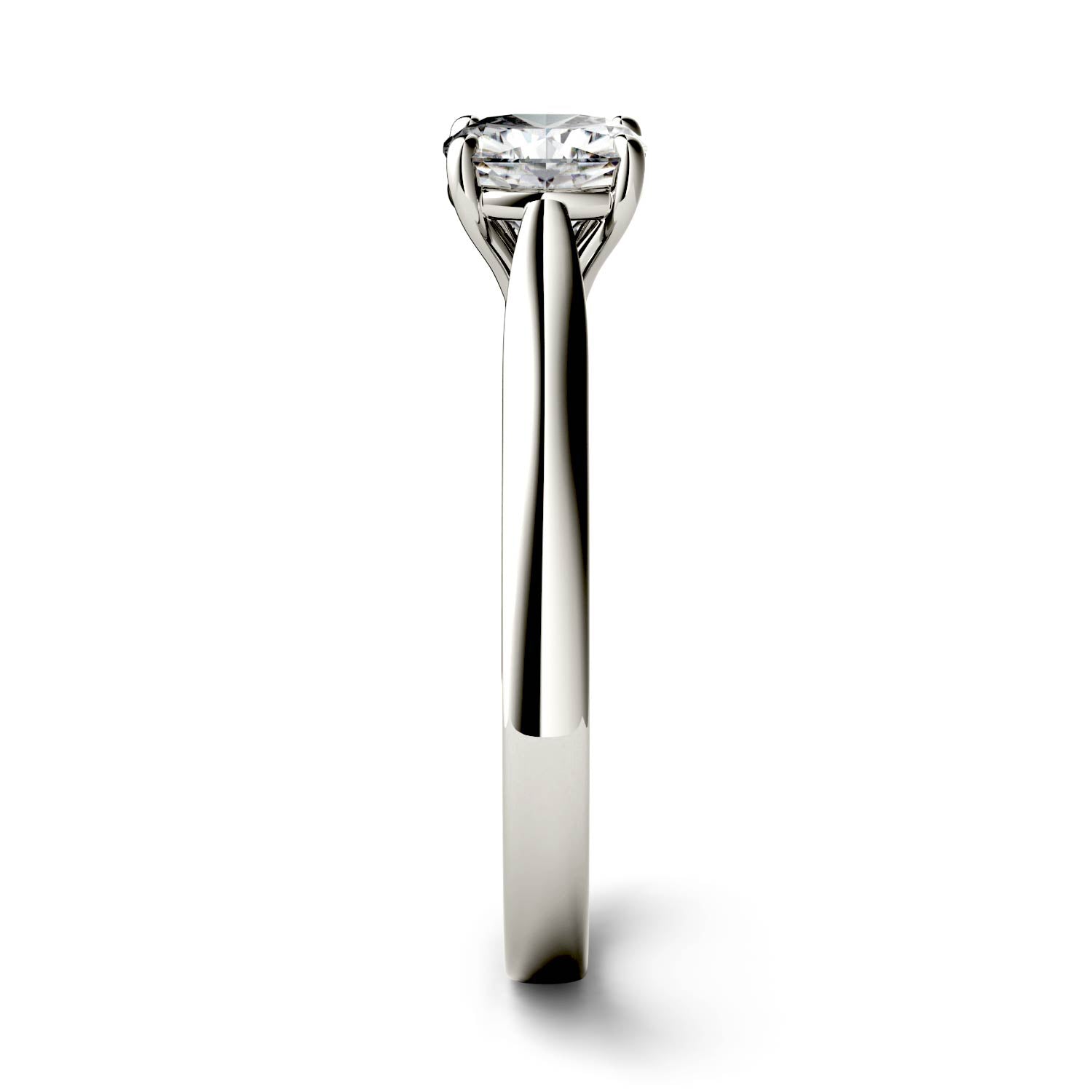 1.10 CTW DEW Cushion Moissanite Solitaire Cathedral Engagement Ring in 14K White Gold
