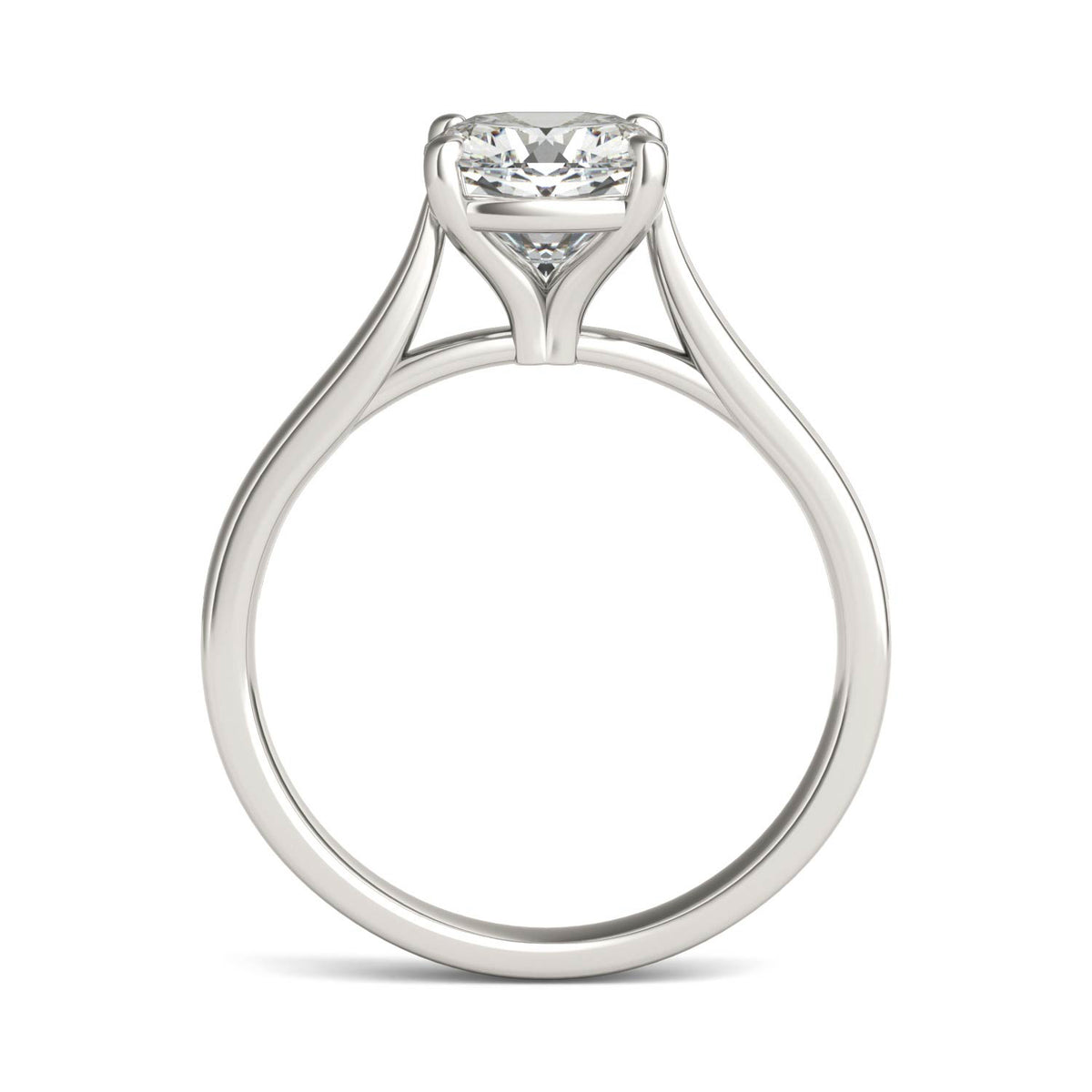 2.00 CTW DEW 14K White Gold Cushion Moissanite Solitaire Engagement Ring