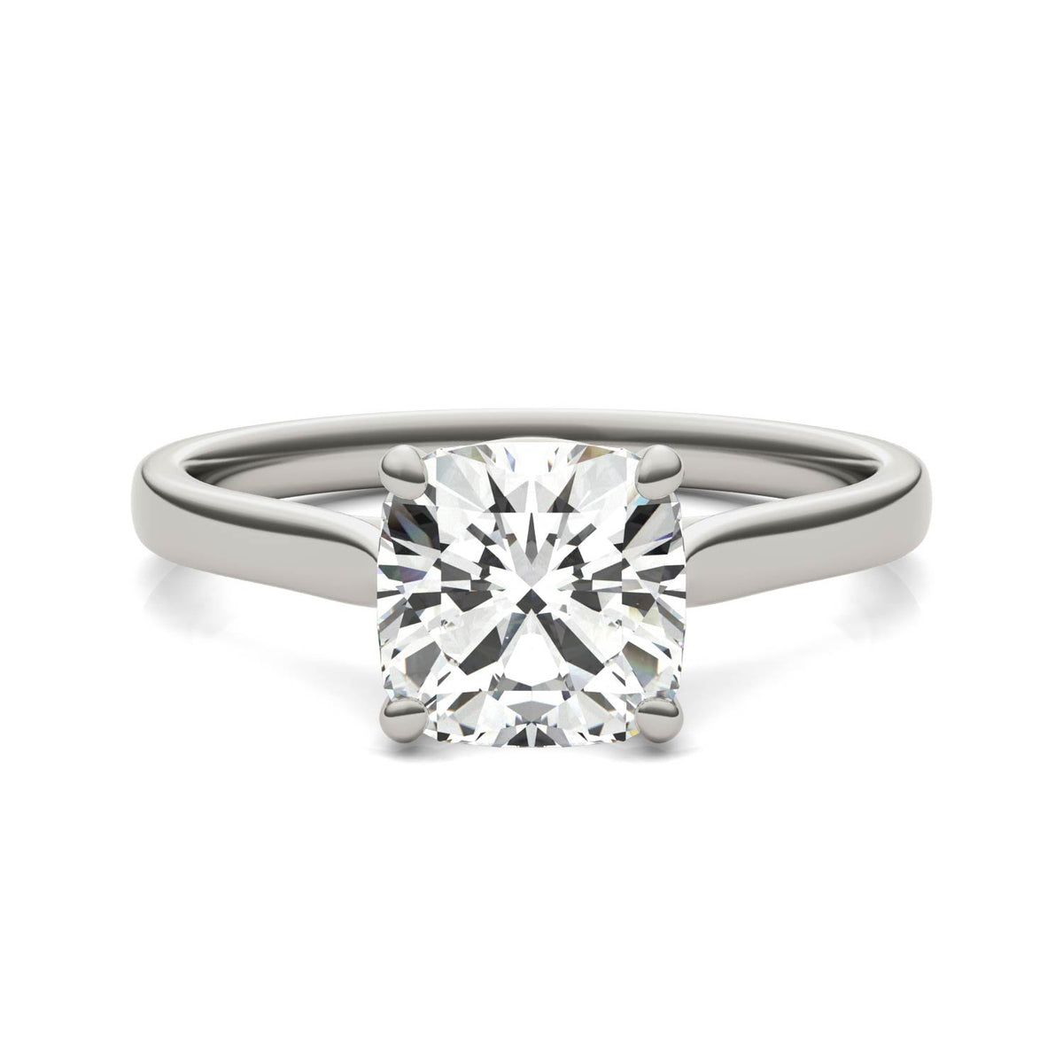 2.00 CTW DEW 14K White Gold Cushion Moissanite Solitaire Engagement Ring