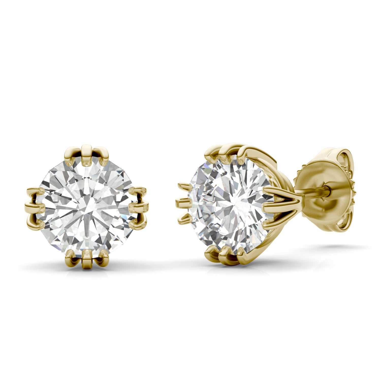 2.00 CTW DEW Forever One Round Moissanite Stud Earrings