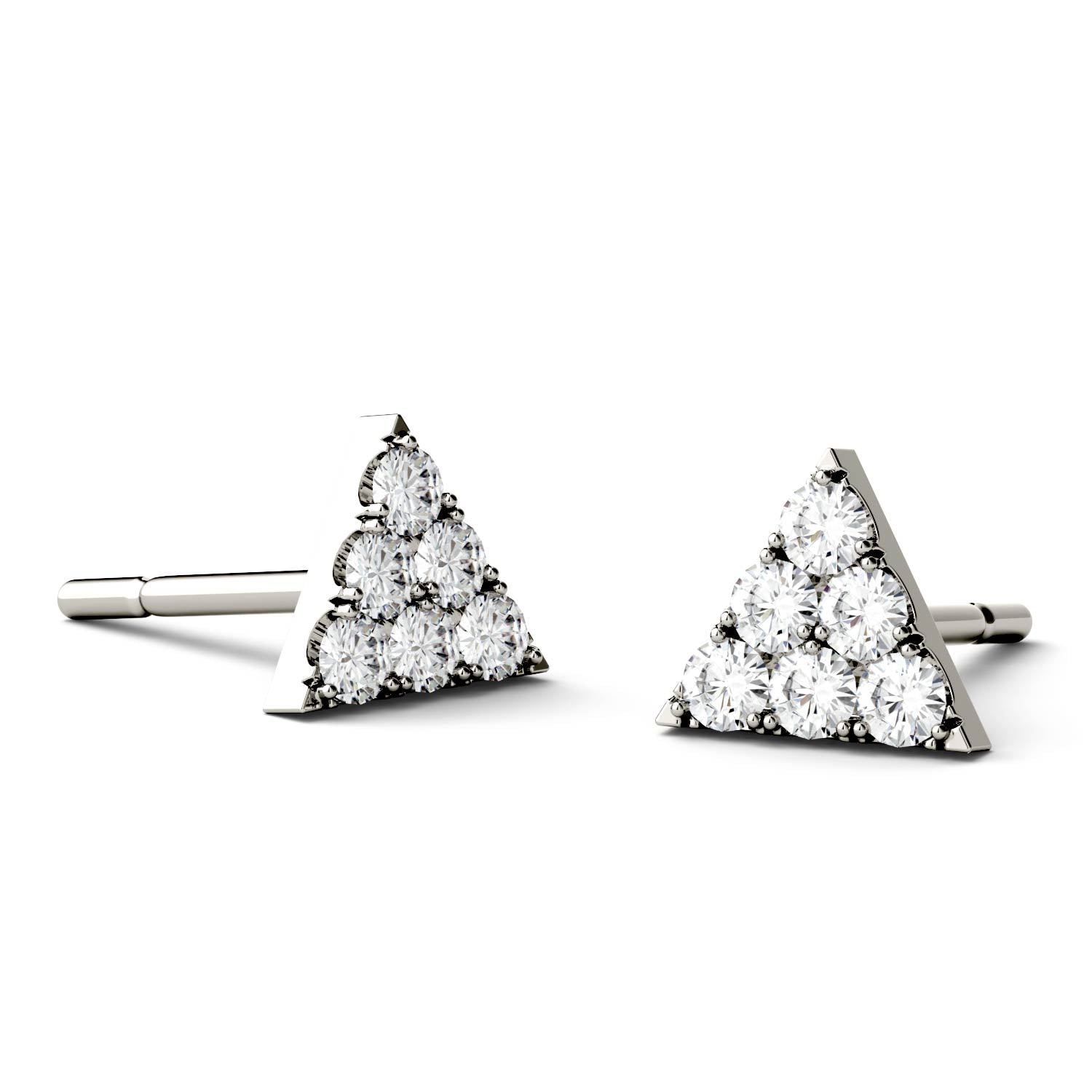 0.06 CTW DEW Pave Triangle Stud Earring in Sterling Silver
