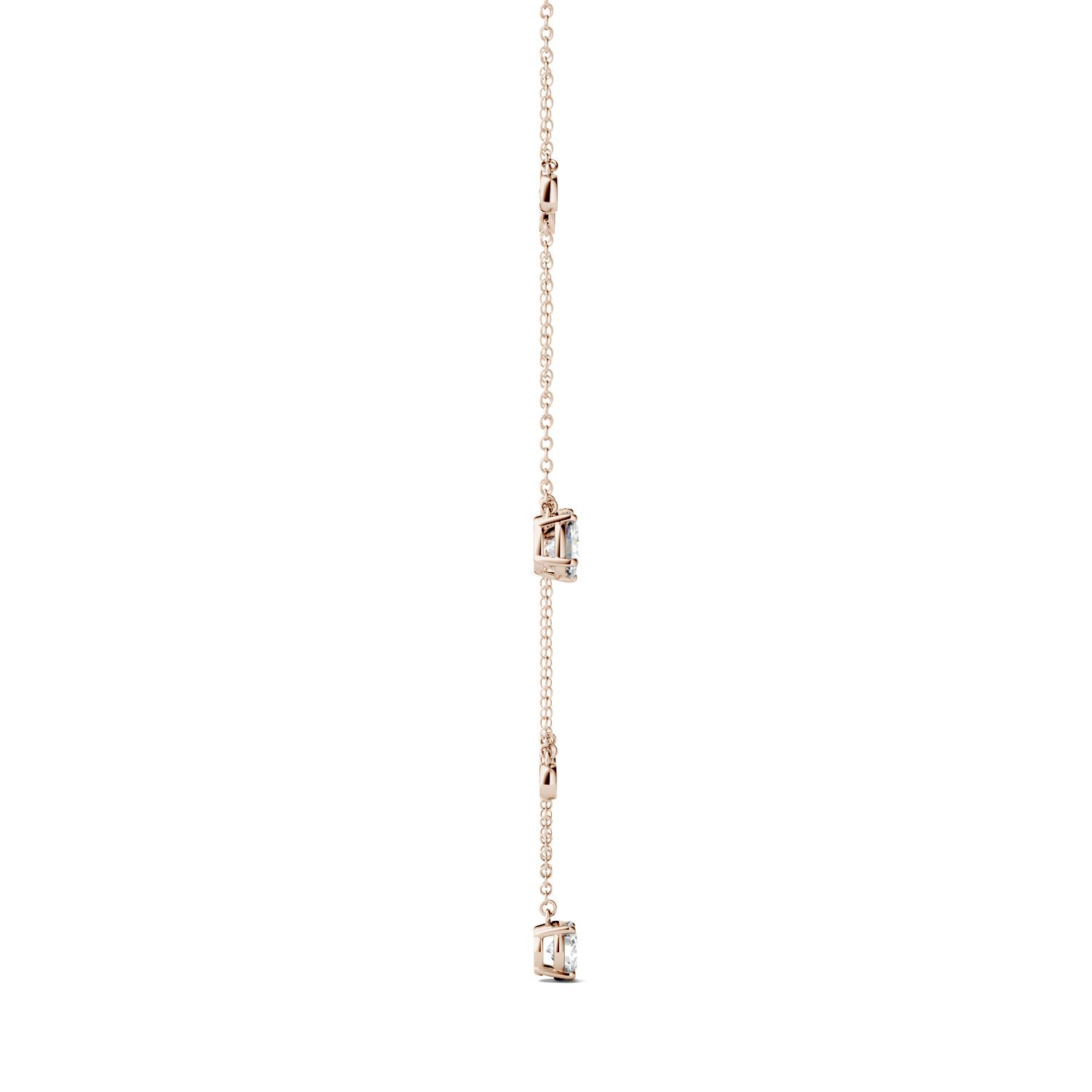 1.08 CTW DEW Round Moissanite Station Drop Necklace in 14K Rose Gold