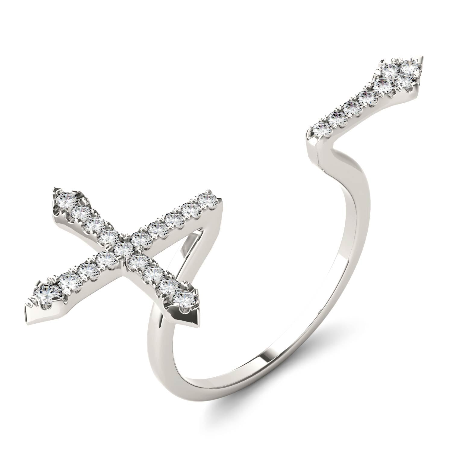 0.24 CTW DEW Cross Moissanite Fashion Ring in 14K White Gold