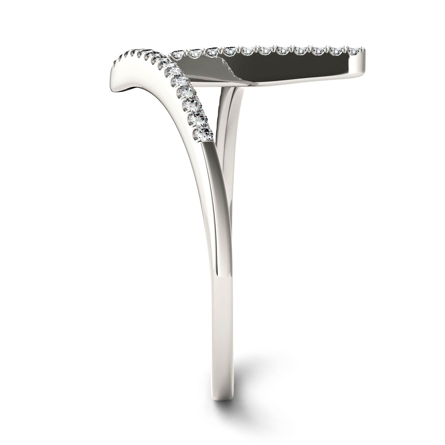 0.18 CTW DEW Moissanite Open Nail Fashion Ring in 14K White Gold