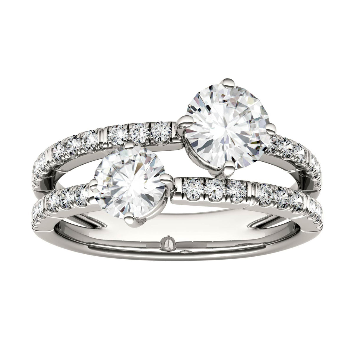 1.60 CTW DEW Round Moissanite Fashion Ring in 14K White Gold