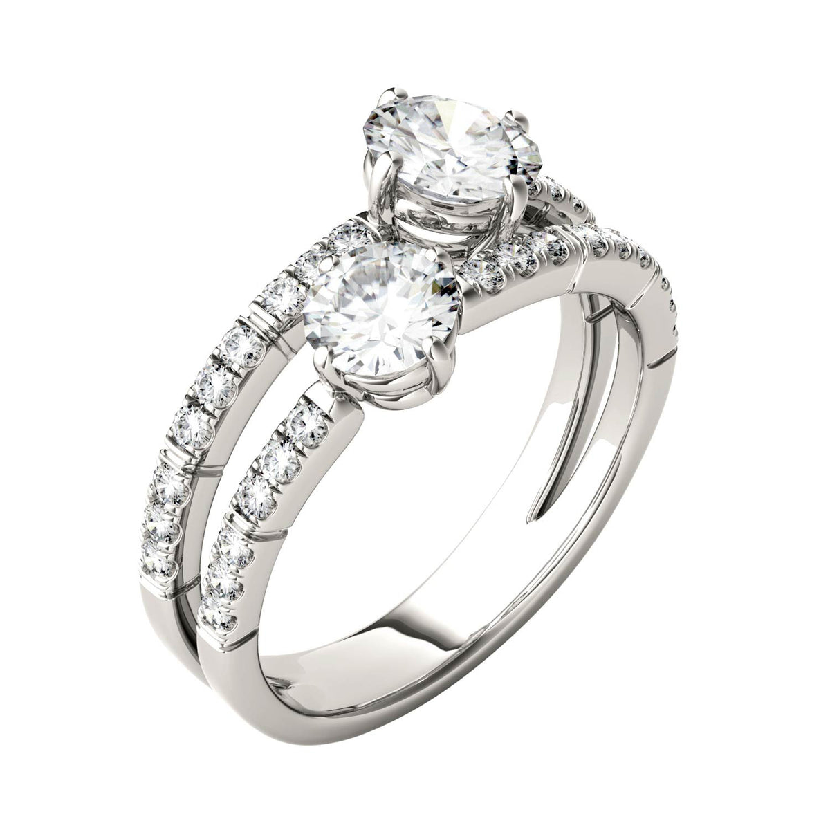 1.60 CTW DEW Round Moissanite Fashion Ring in 14K White Gold