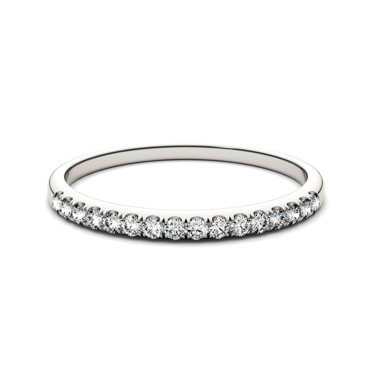 0.16 CTW DEW Round Moissanite Classic Band in 14K White Gold