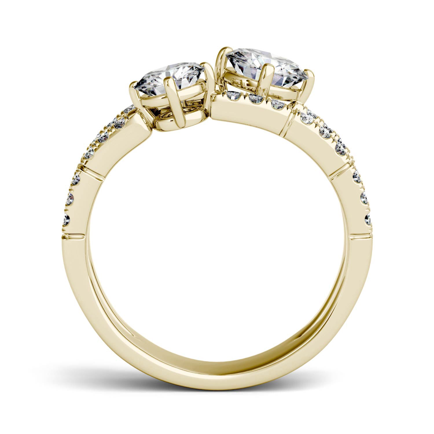 1.60 CTW DEW Round Moissanite Open Two-Stone Ring in 14K Yellow Gold