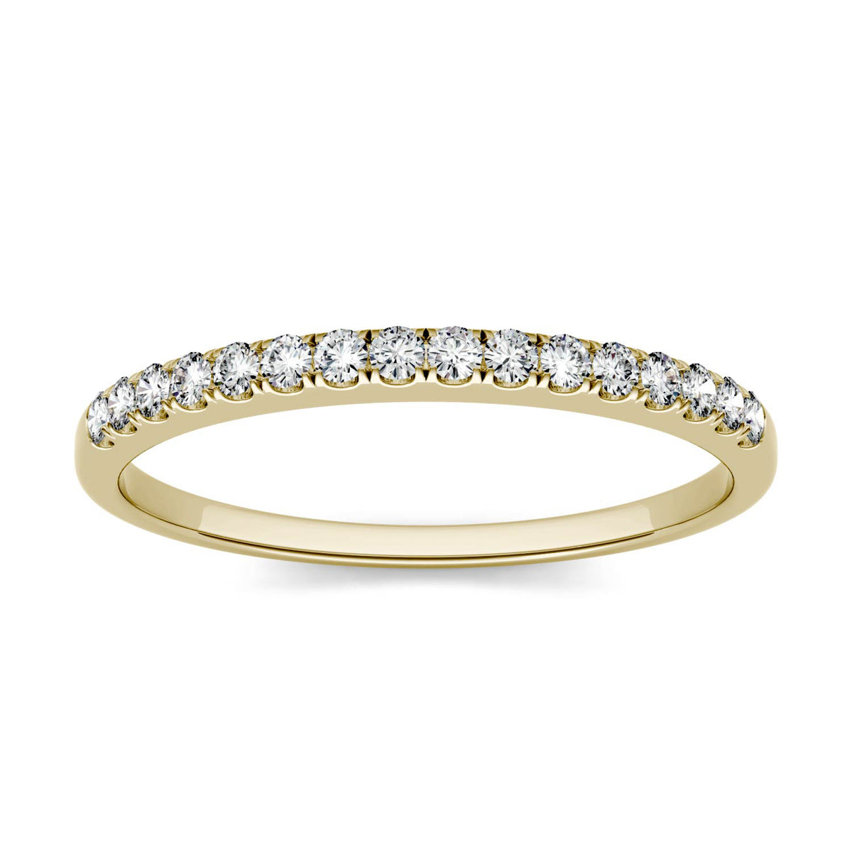 0.16 CTW DEW Round Moissanite Anniversary Ring in 14K Yellow Gold