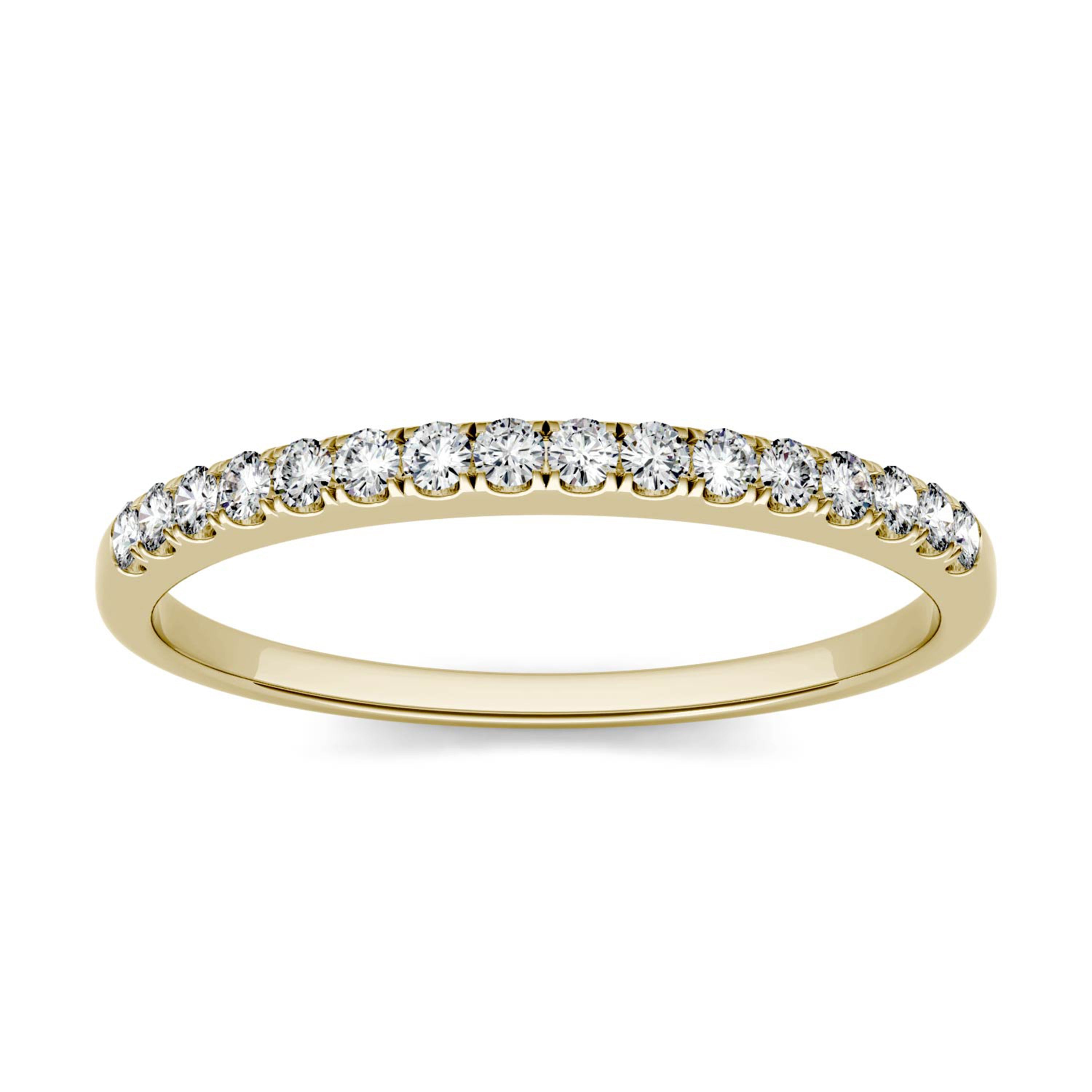 0.16 CTW DEW Round Moissanite Anniversary Ring in 14K Yellow Gold