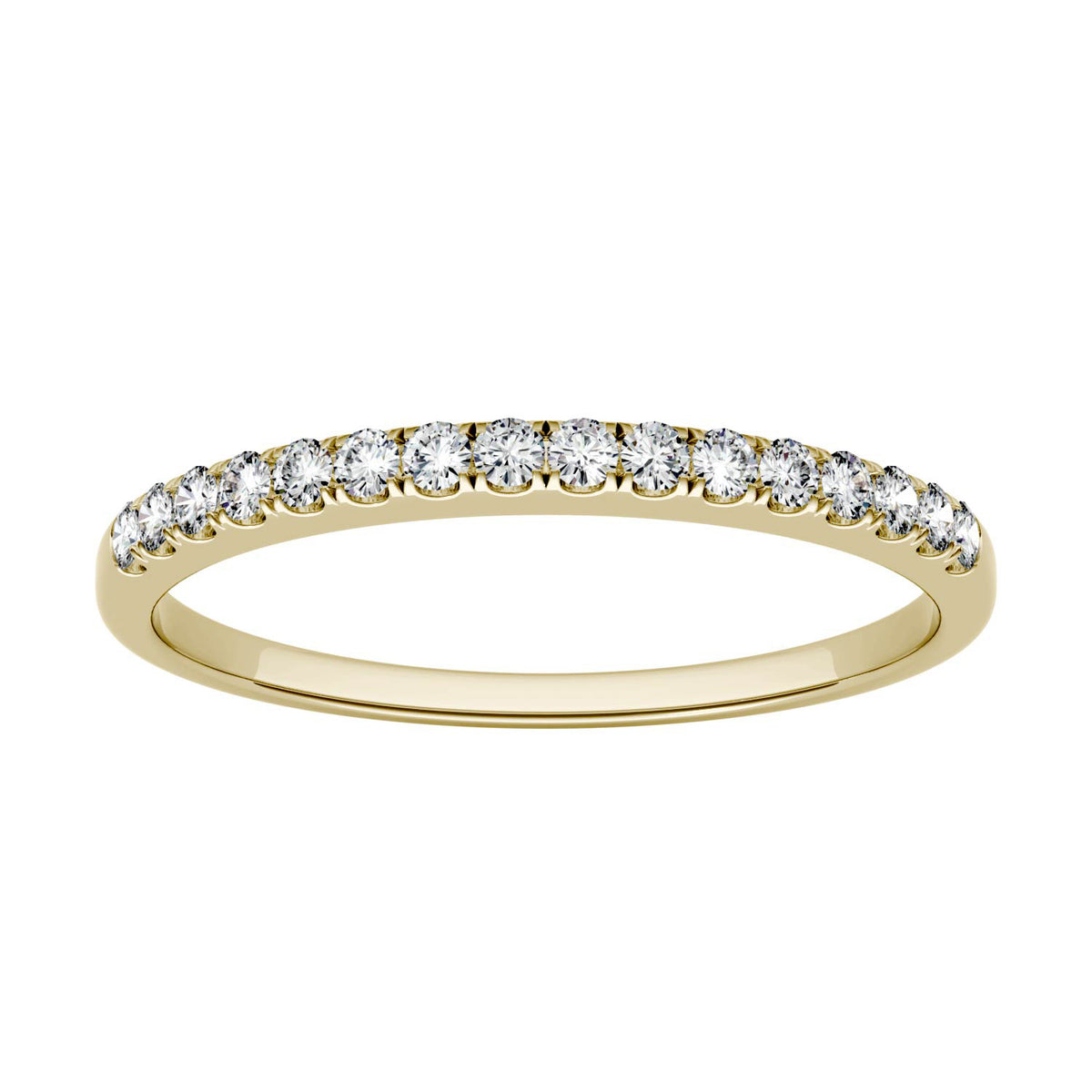 0.16 CTW DEW Round Moissanite Anniversary Ring in 14K Yellow Gold