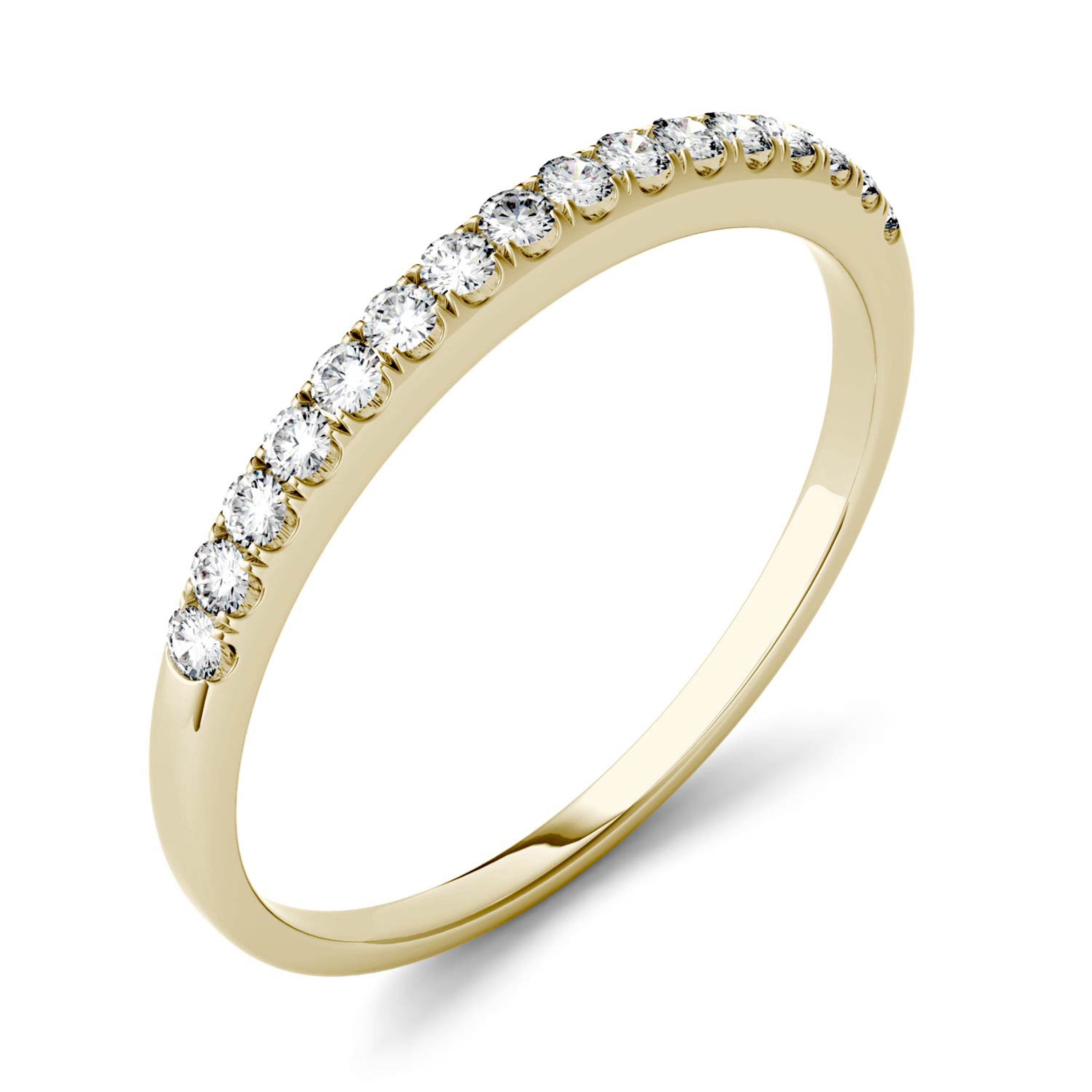 0.16 CTW DEW Round Moissanite Anniversary Ring in 14K Yellow Gold