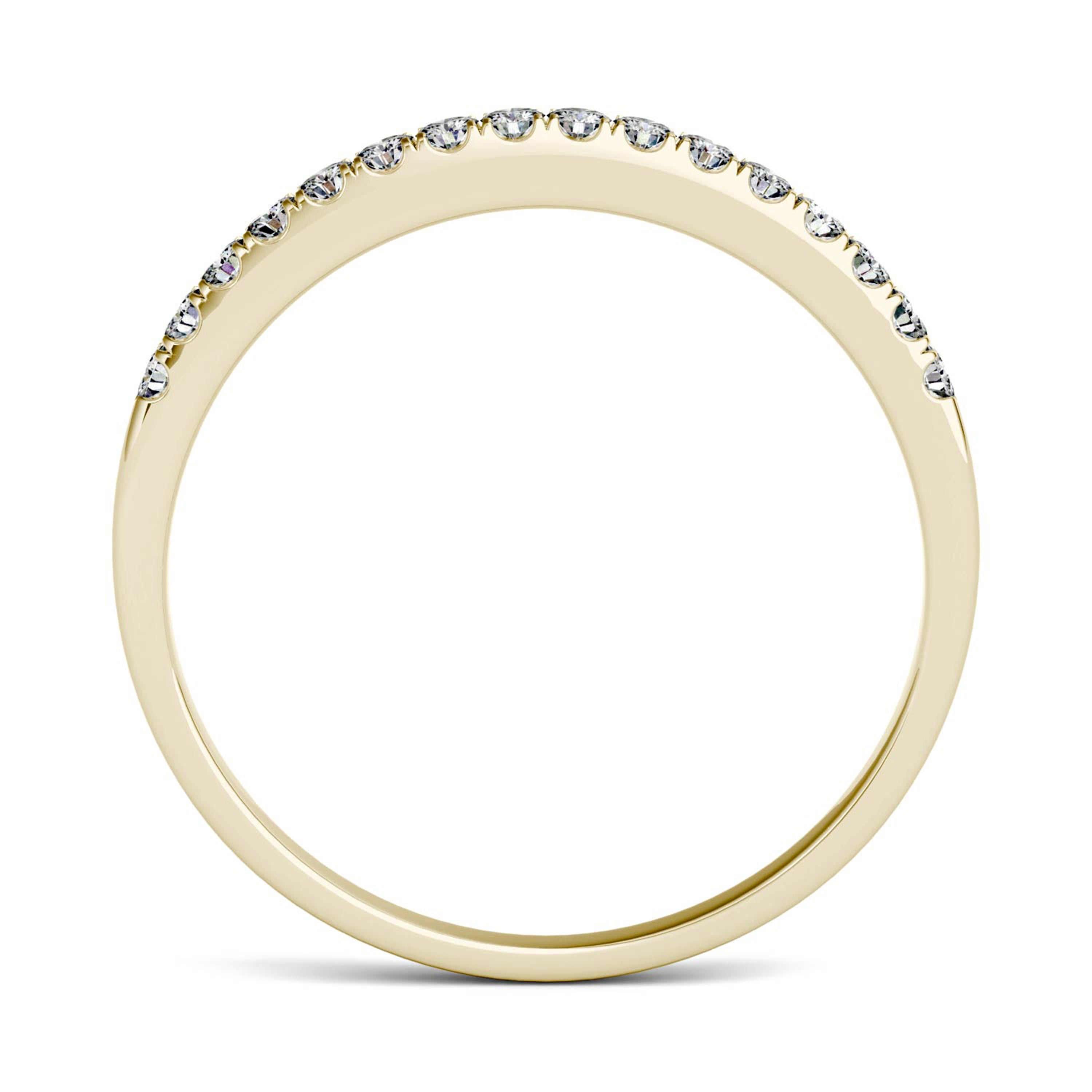0.16 CTW DEW Round Moissanite Anniversary Ring in 14K Yellow Gold