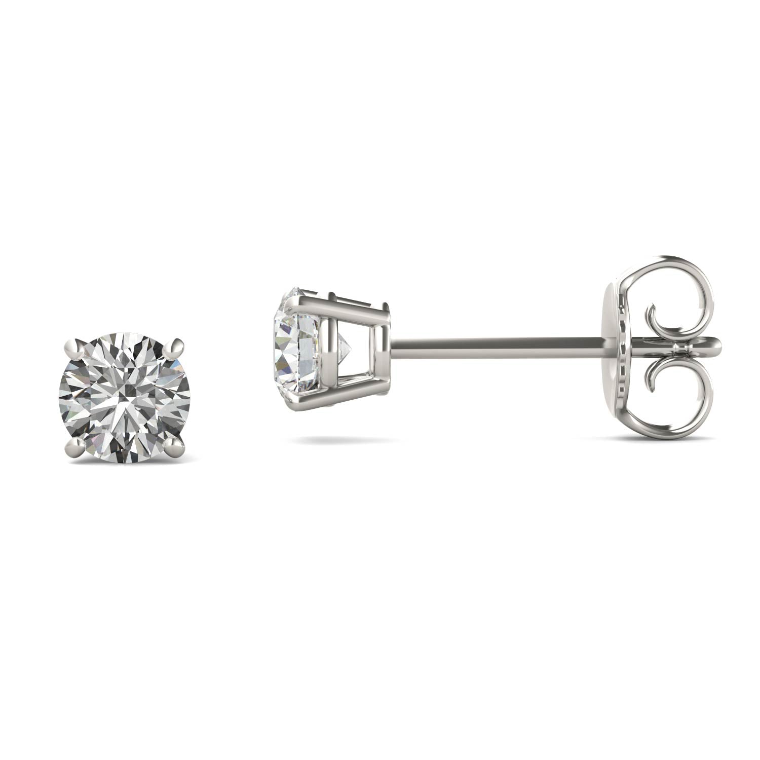 0.66 CTW DEW Round Moissanite Basket Stud Earrings in Sterling Silver