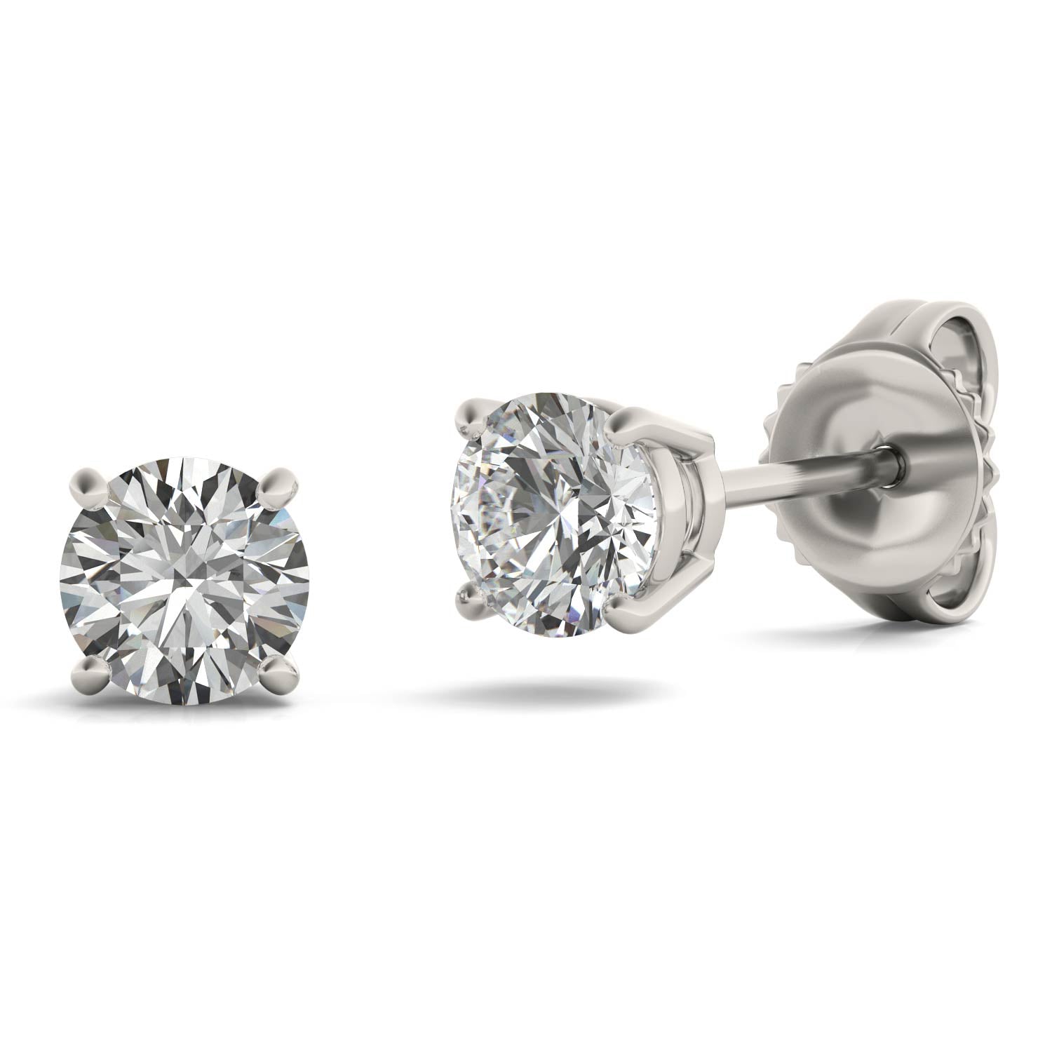 0.66 CTW DEW Round Moissanite Basket Stud Earrings in Sterling Silver