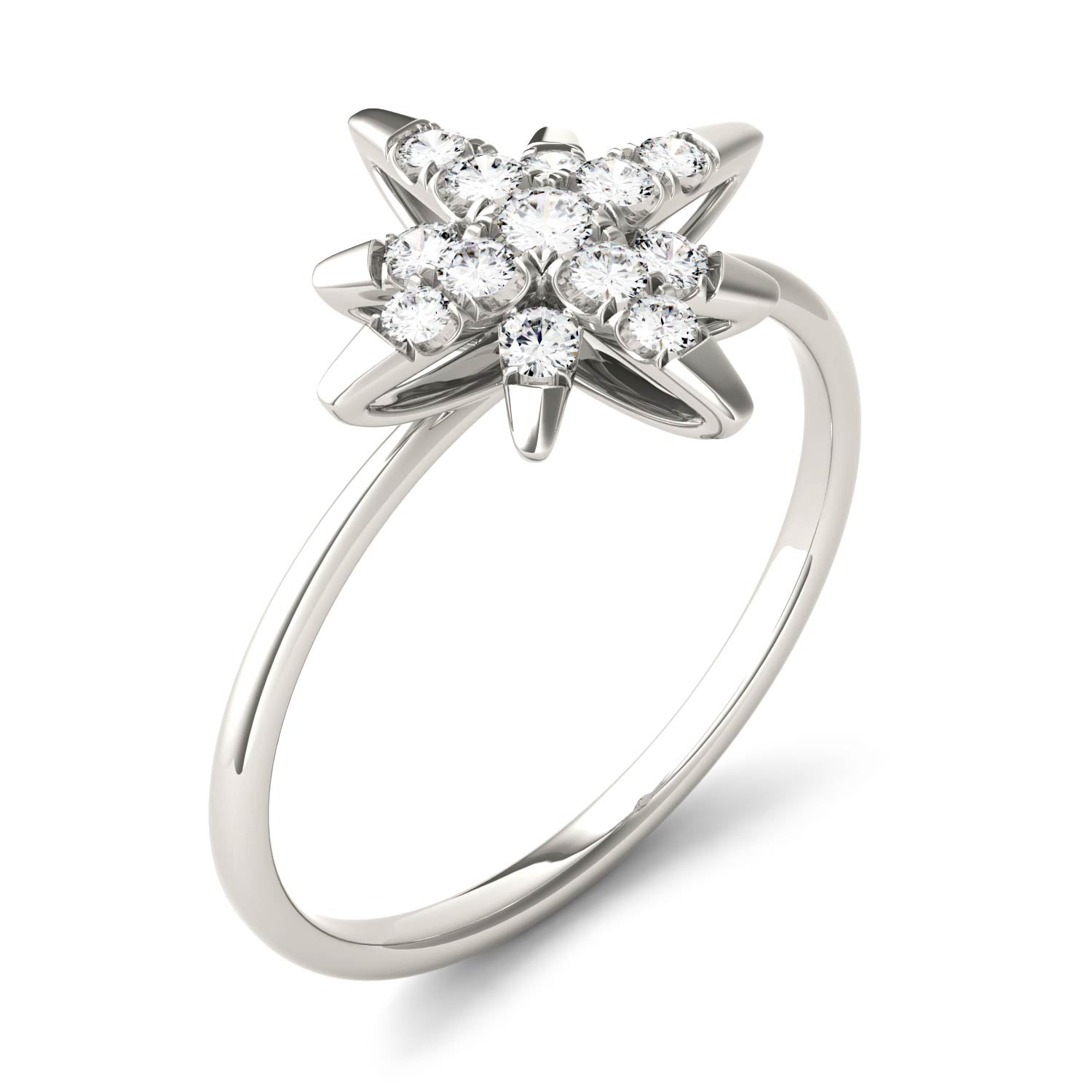 0.22 CTW DEW Moissanite Starburst Ring in 14K White Gold