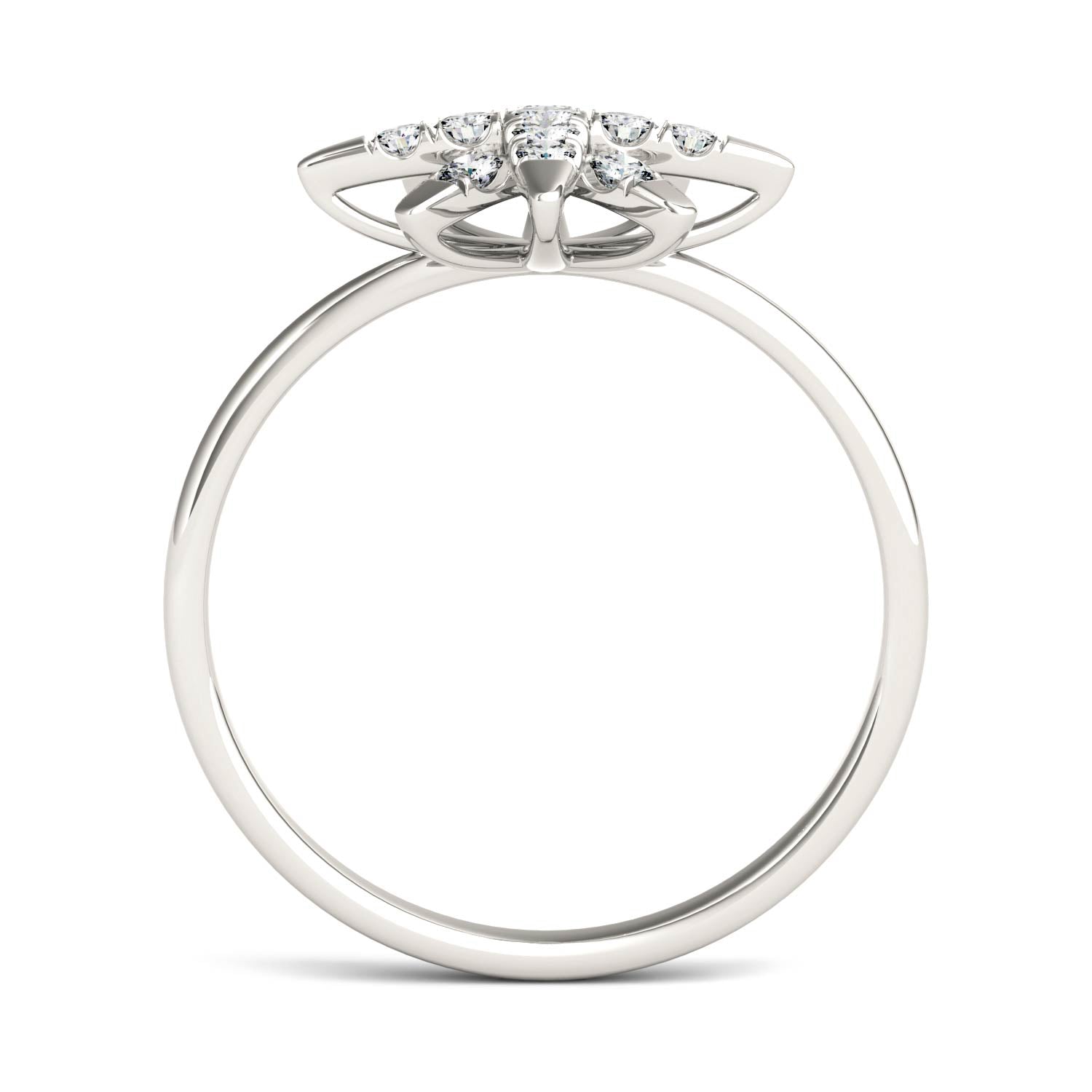 0.22 CTW DEW Moissanite Starburst Ring in 14K White Gold