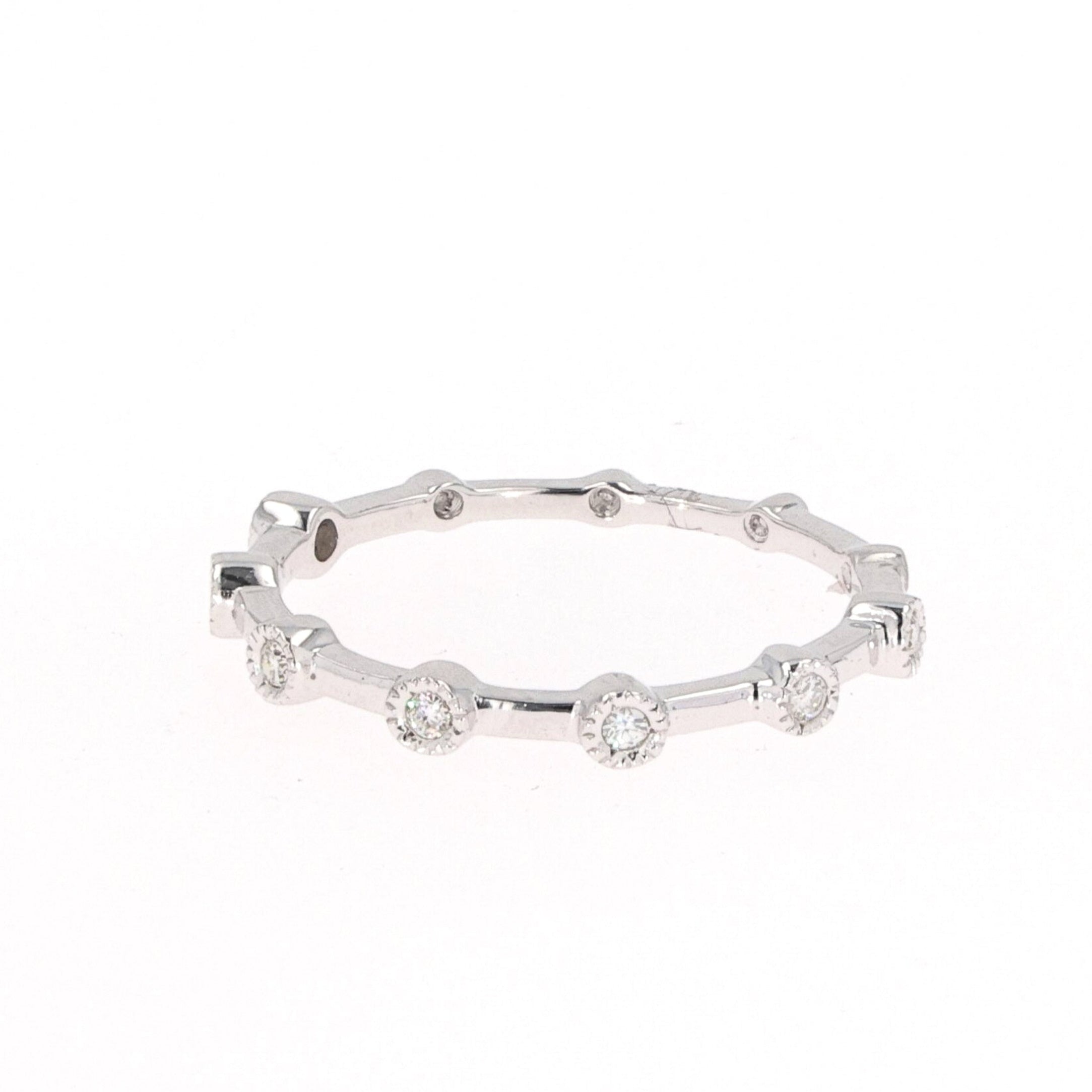 0.09 CTW DEW Round Moissanite Bezel Stackable Band in Sterling Silver