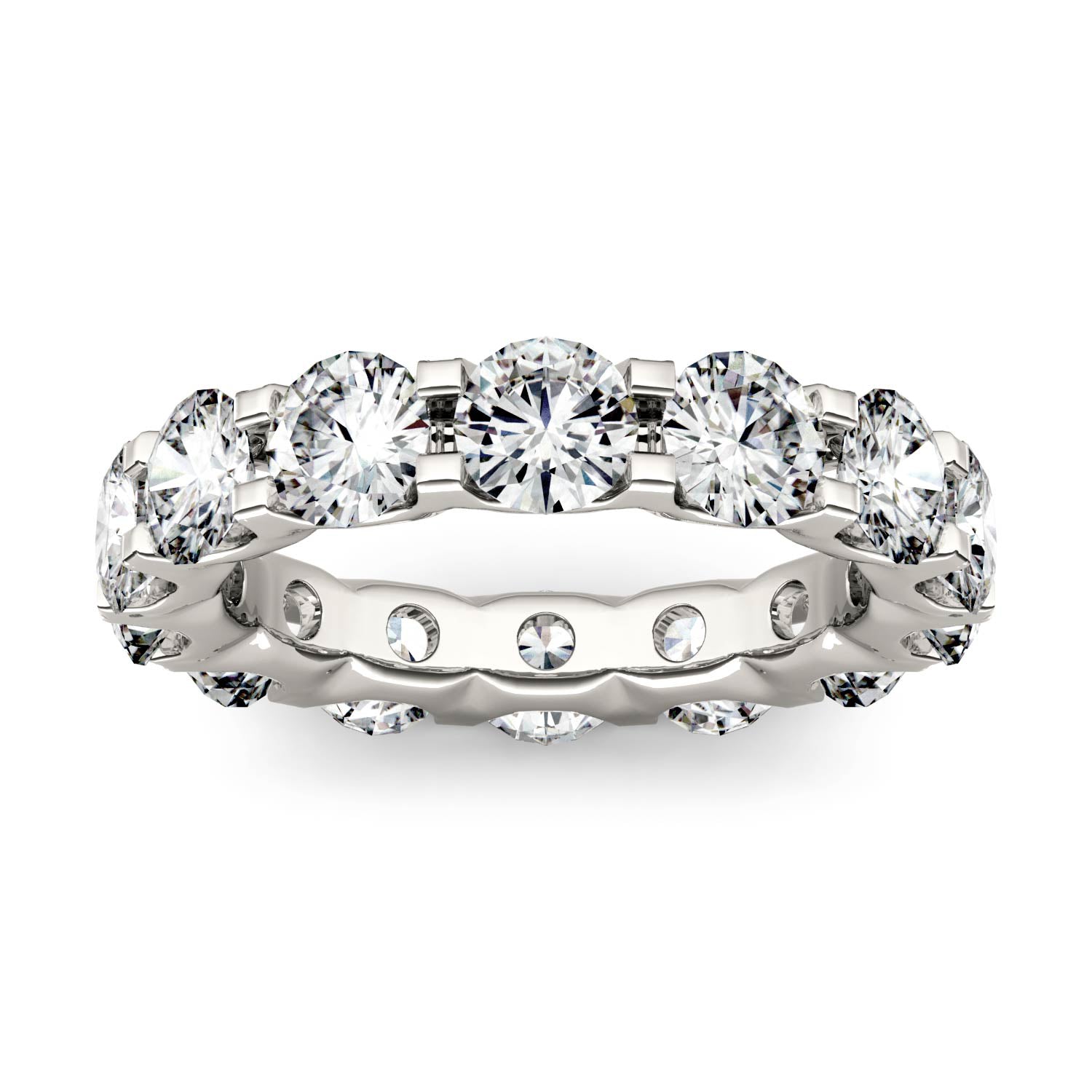 4.62 CTW DEW Round Moissanite Eternity Band in 14K White Gold