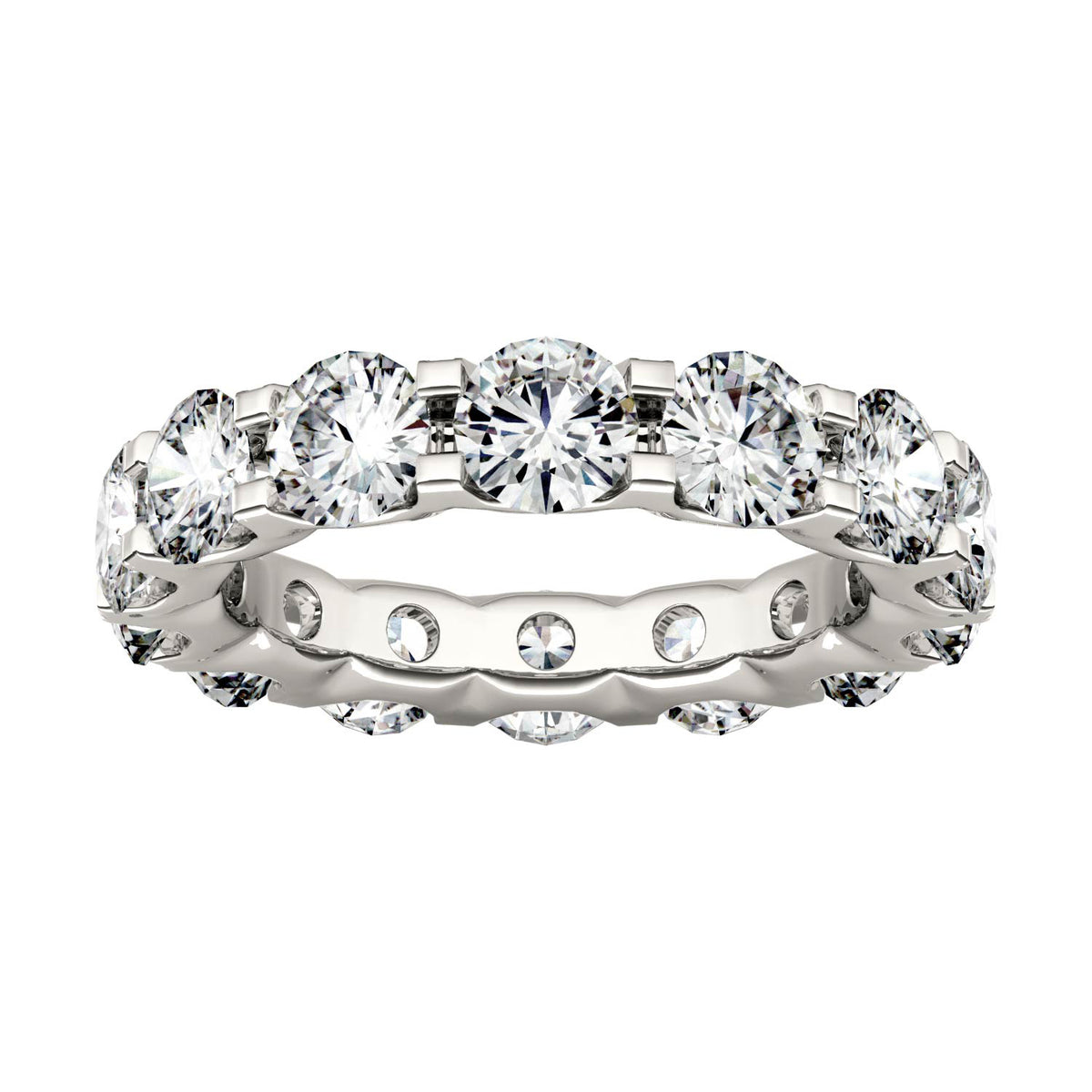4.62 CTW DEW Round Moissanite Eternity Band in 14K White Gold