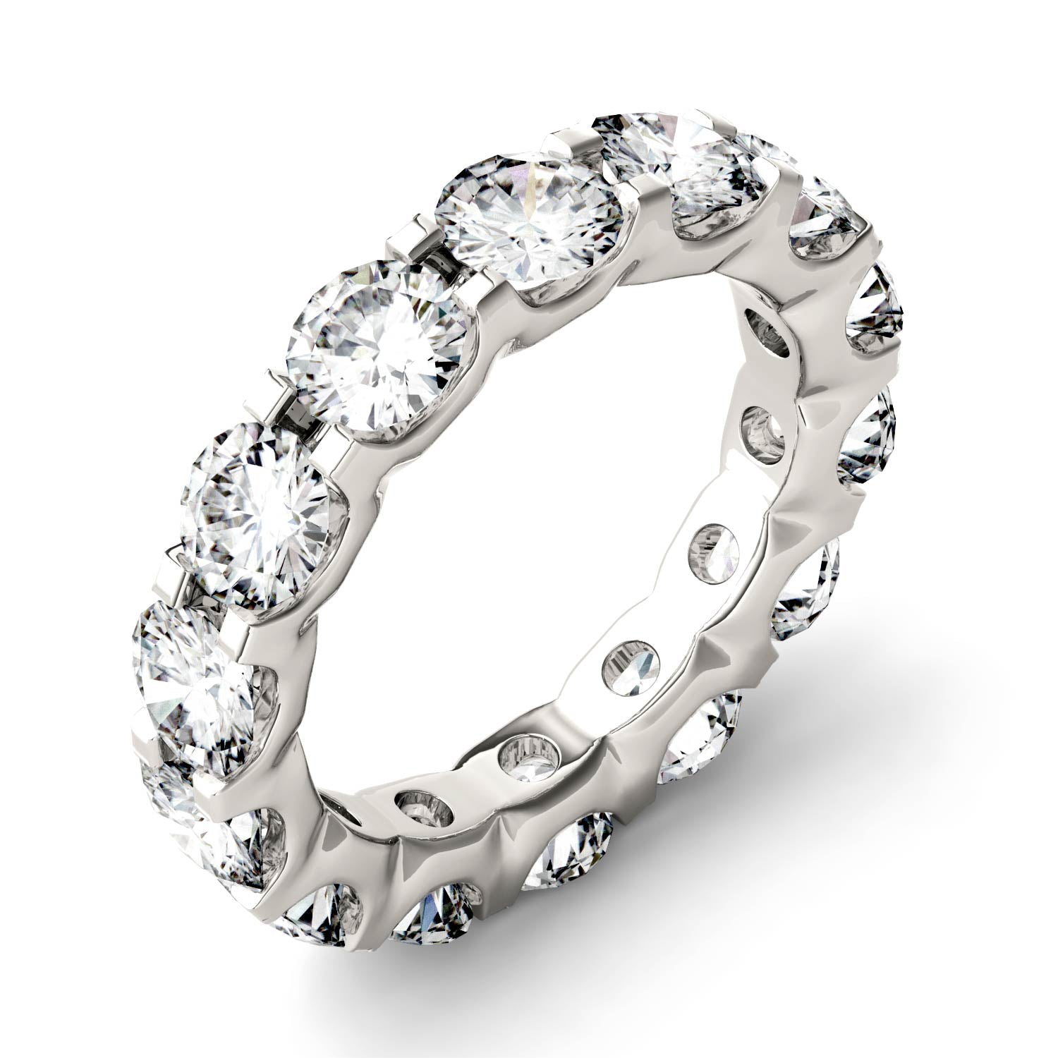 4.62 CTW DEW Round Moissanite Eternity Band in 14K White Gold