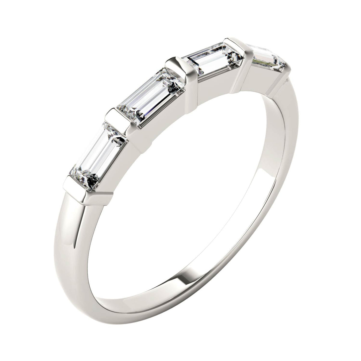 0.46 CTW DEW Straight Baguette Moissanite Stackable Ring in 14K White Gold