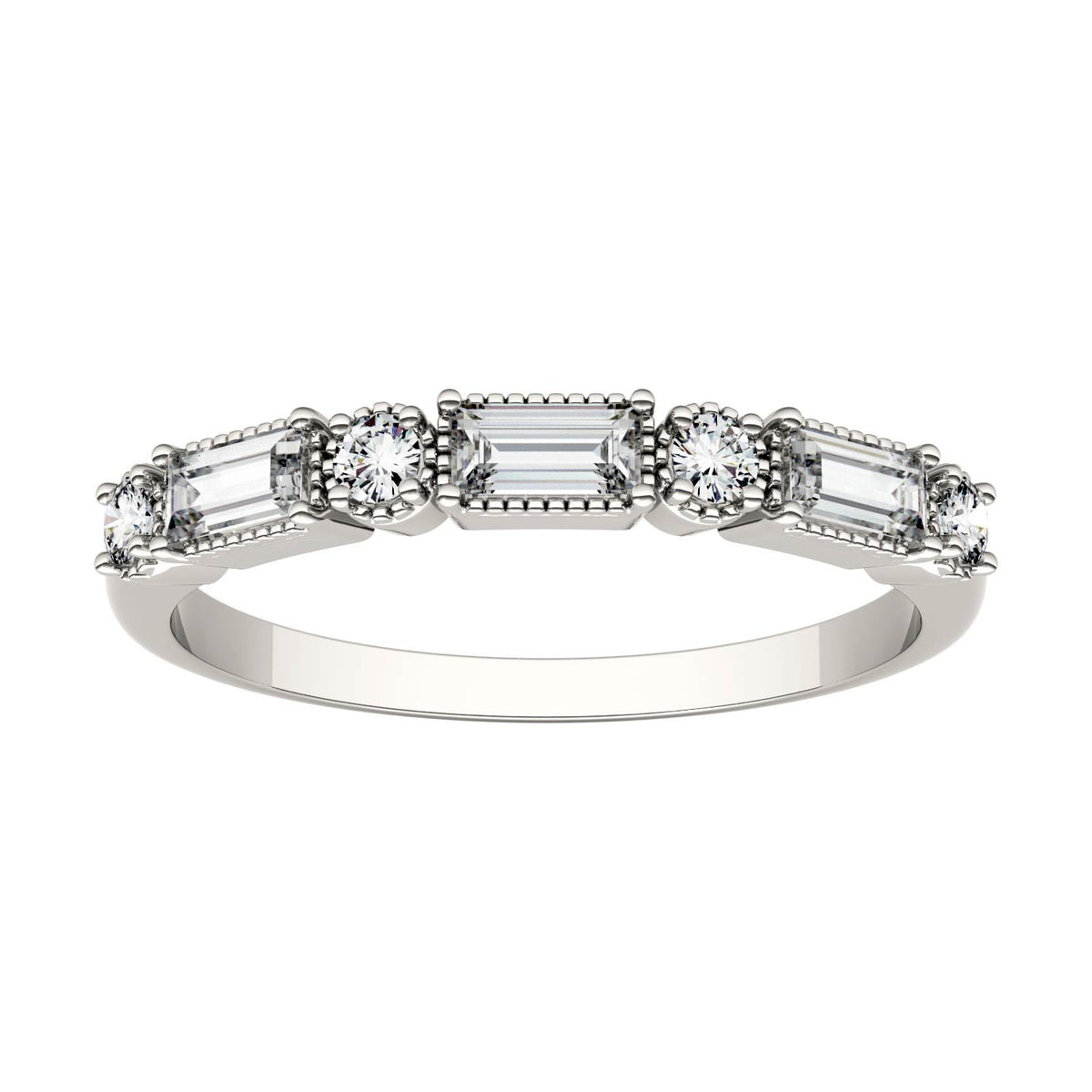 0.47 CTW DEW Straight Baguette Moissanite Stackable Ring in 14K White Gold