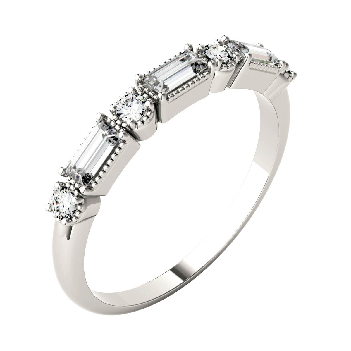 0.47 CTW DEW Straight Baguette Moissanite Stackable Ring in 14K White Gold