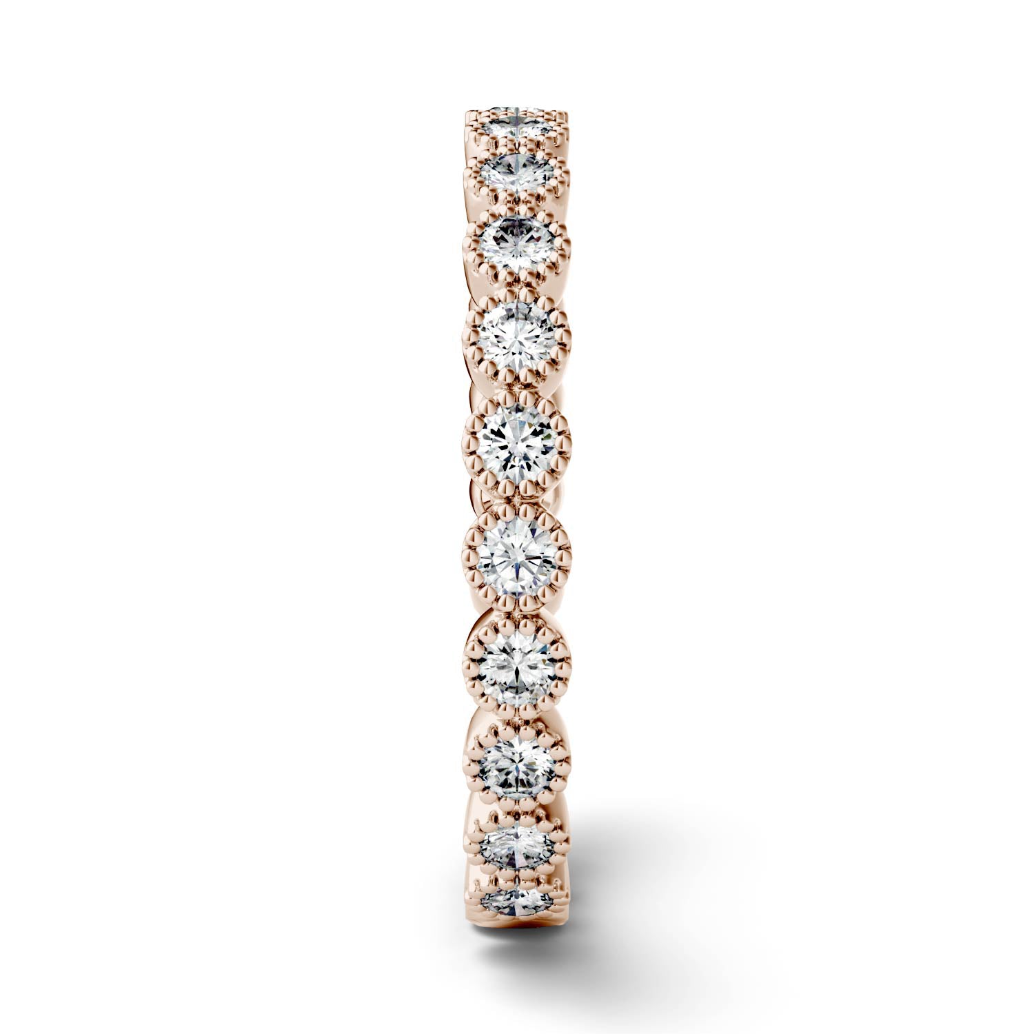 0.45 CTW DEW Moissanite Milgrain Stackable Band in 14K Rose Gold